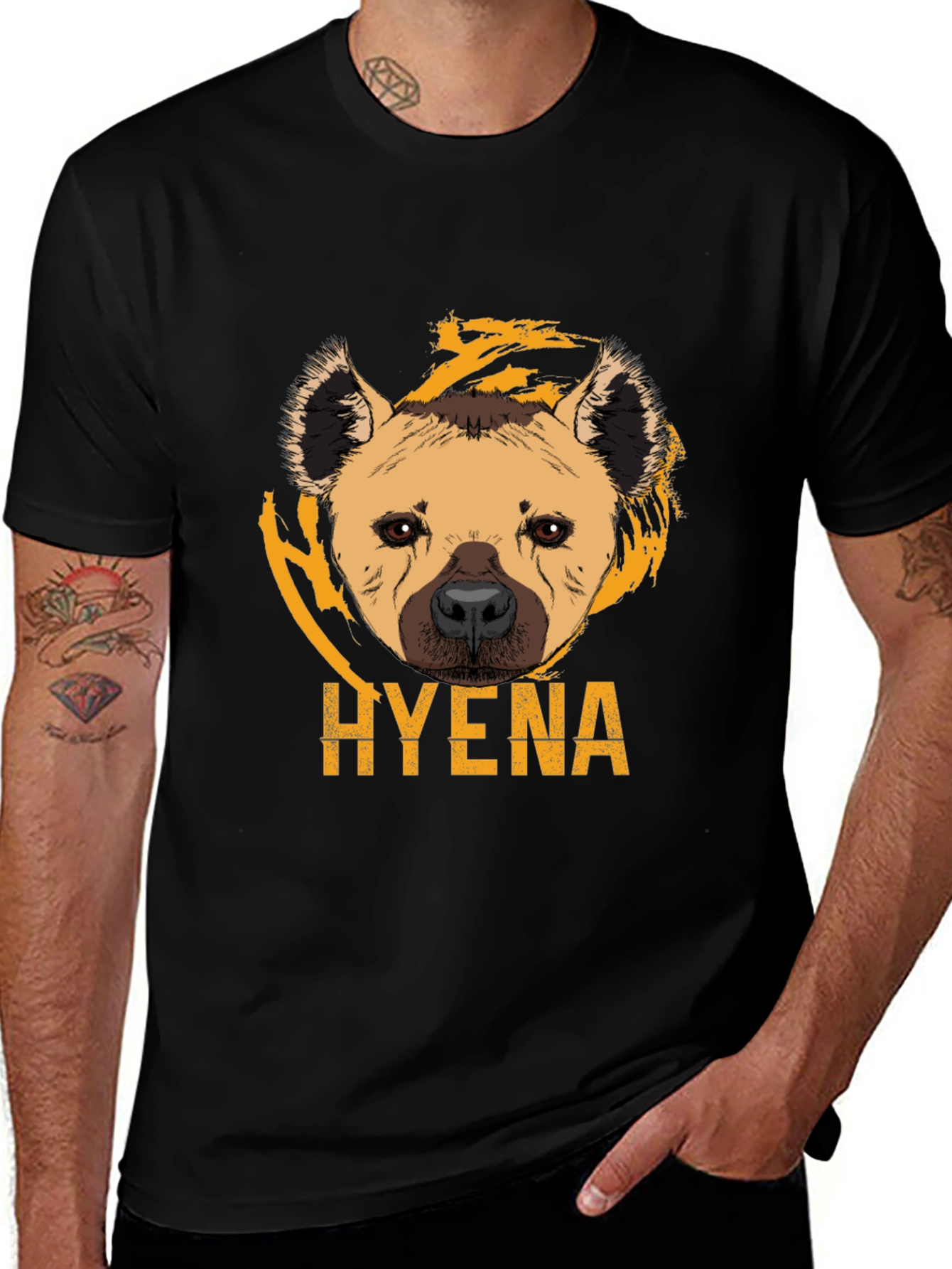 Hyena Graphic Tee - Black Cotton Comfort