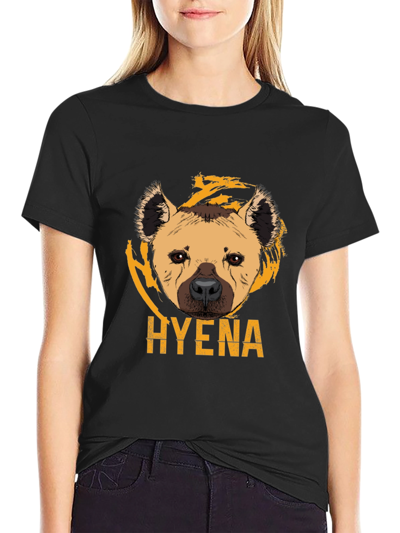 Hyena Graphic Tee - Black Cotton Comfort