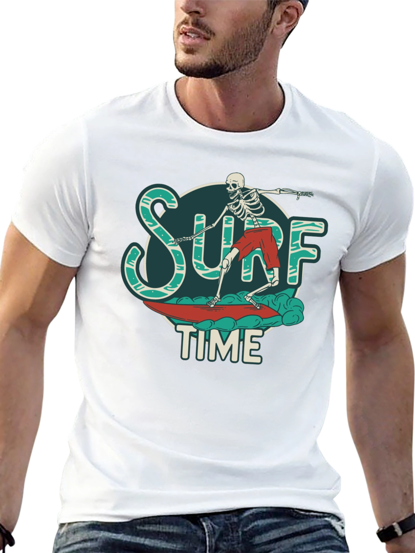 Surf Time Skeleton Graphic T-Shirt
