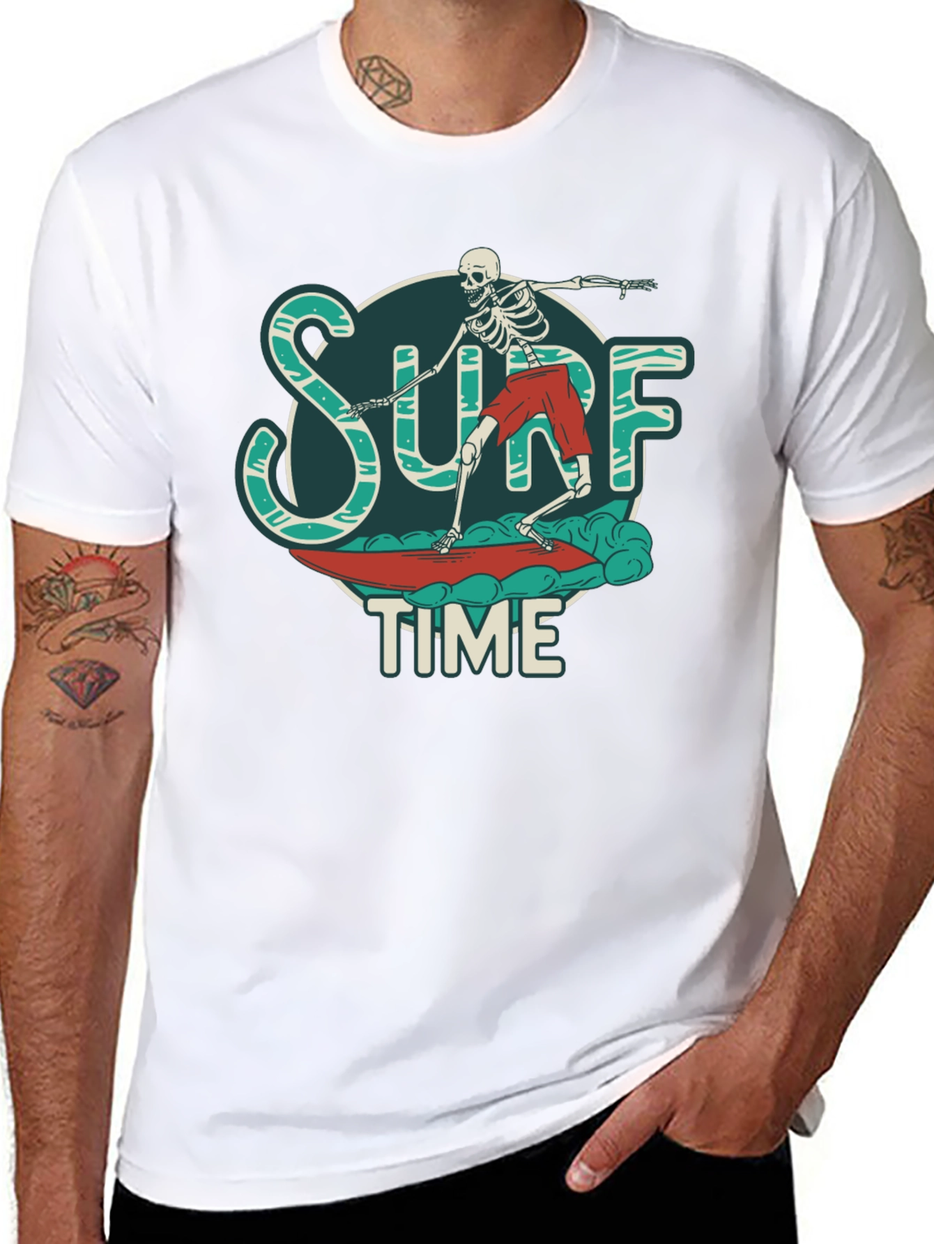 Surf Time Skeleton Graphic T-Shirt