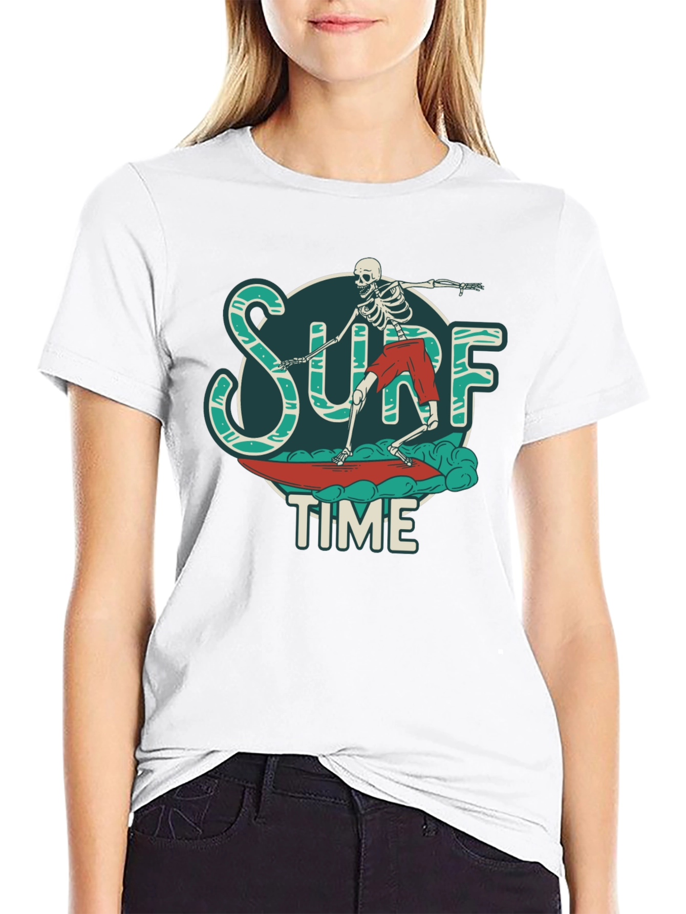 Surf Time Skeleton Graphic T-Shirt