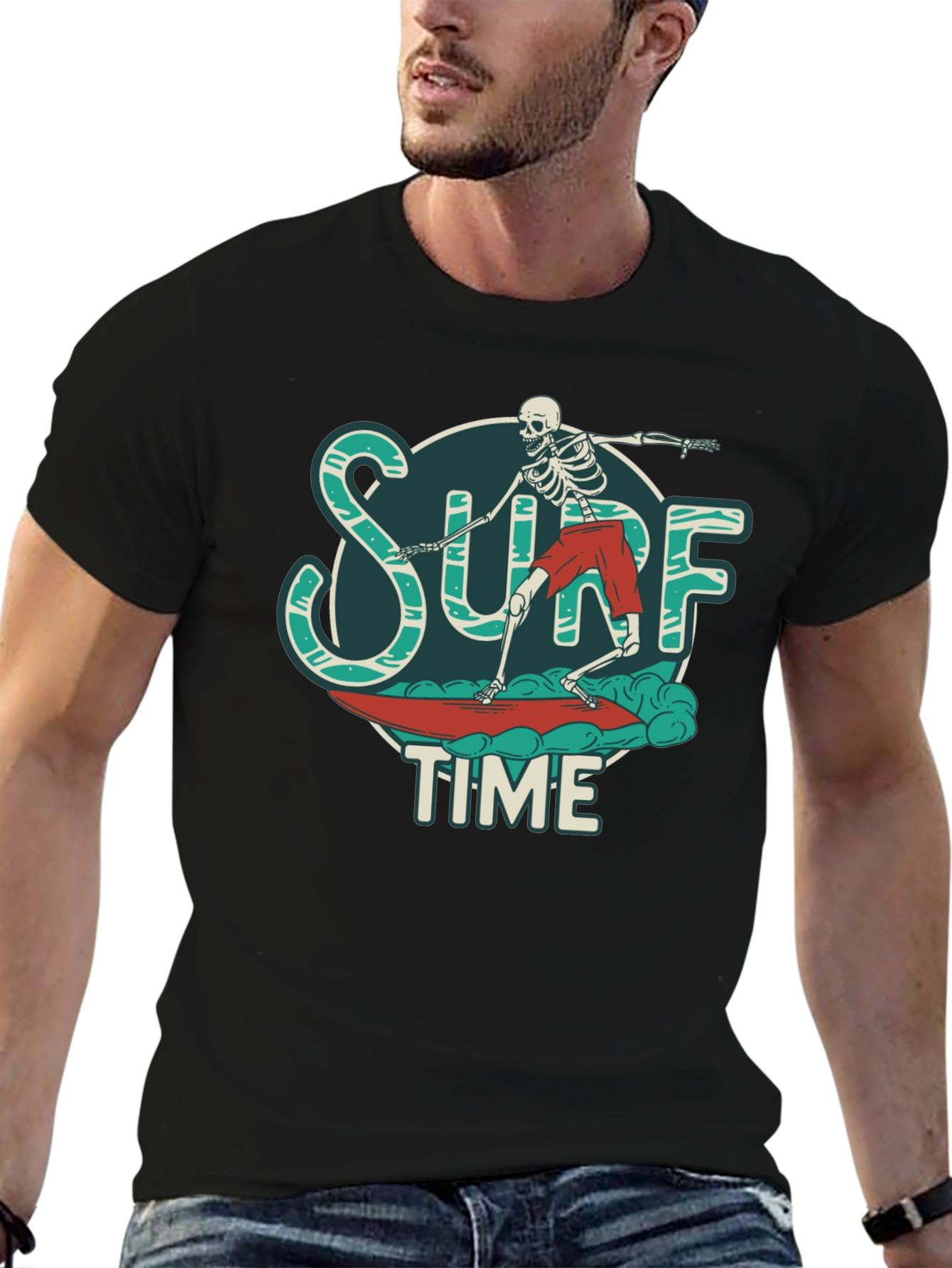 Surf Time Skeleton Graphic T-Shirt