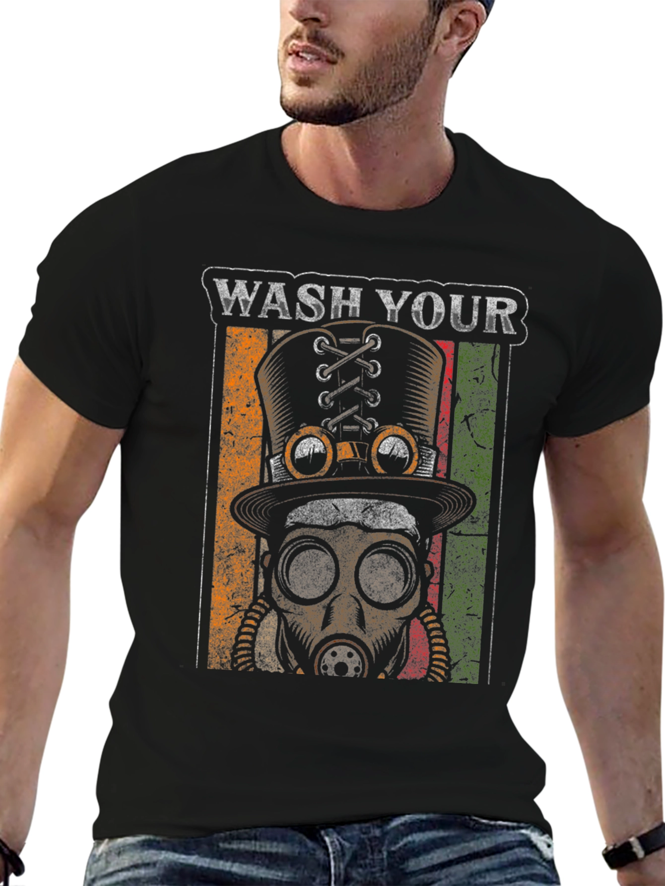Wash Your Hands Steampunk Top Hat Gas Mask T-Shirt