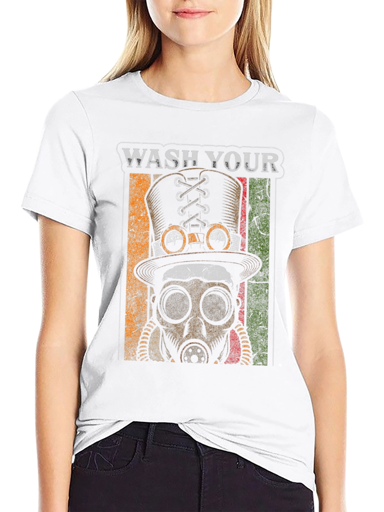 Wash Your Hands Steampunk Top Hat Gas Mask T-Shirt