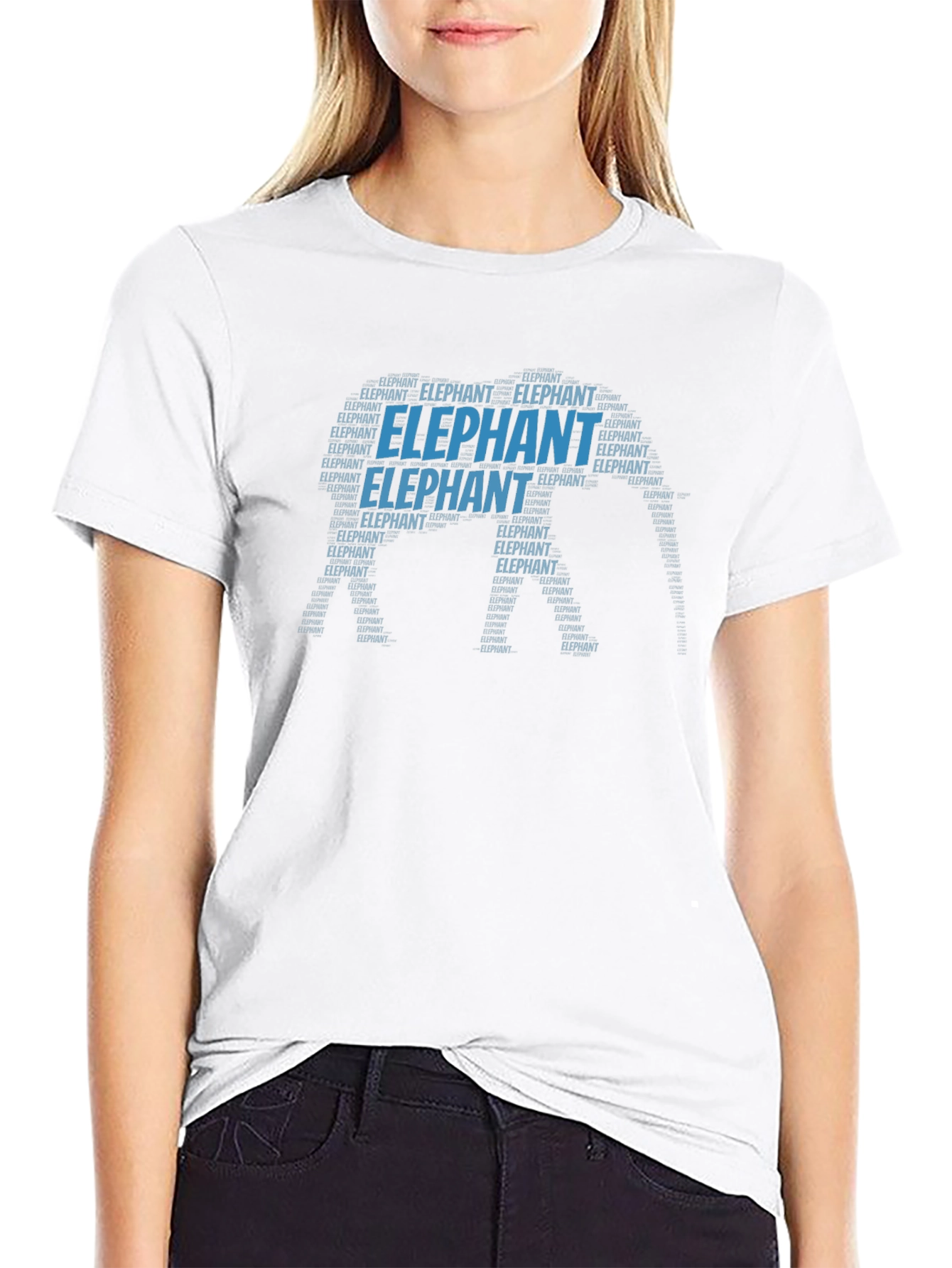 Elephant Word Art T-Shirt - Unique Animal Design