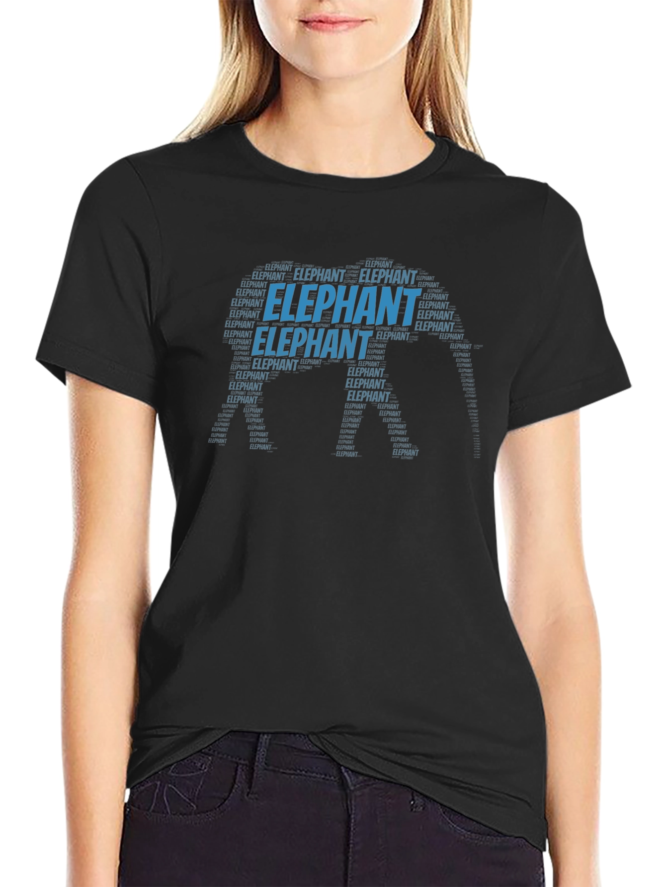 Elephant Word Art T-Shirt - Unique Animal Design