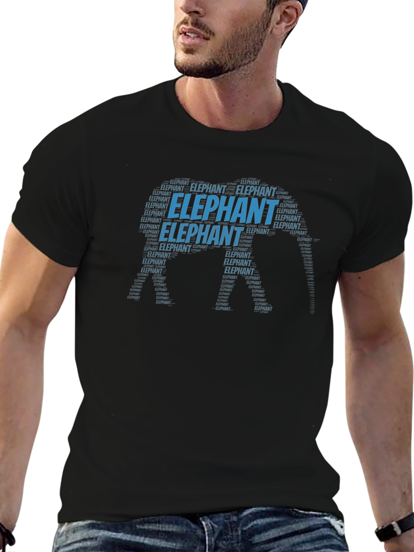 Elephant Word Art T-Shirt - Unique Animal Design