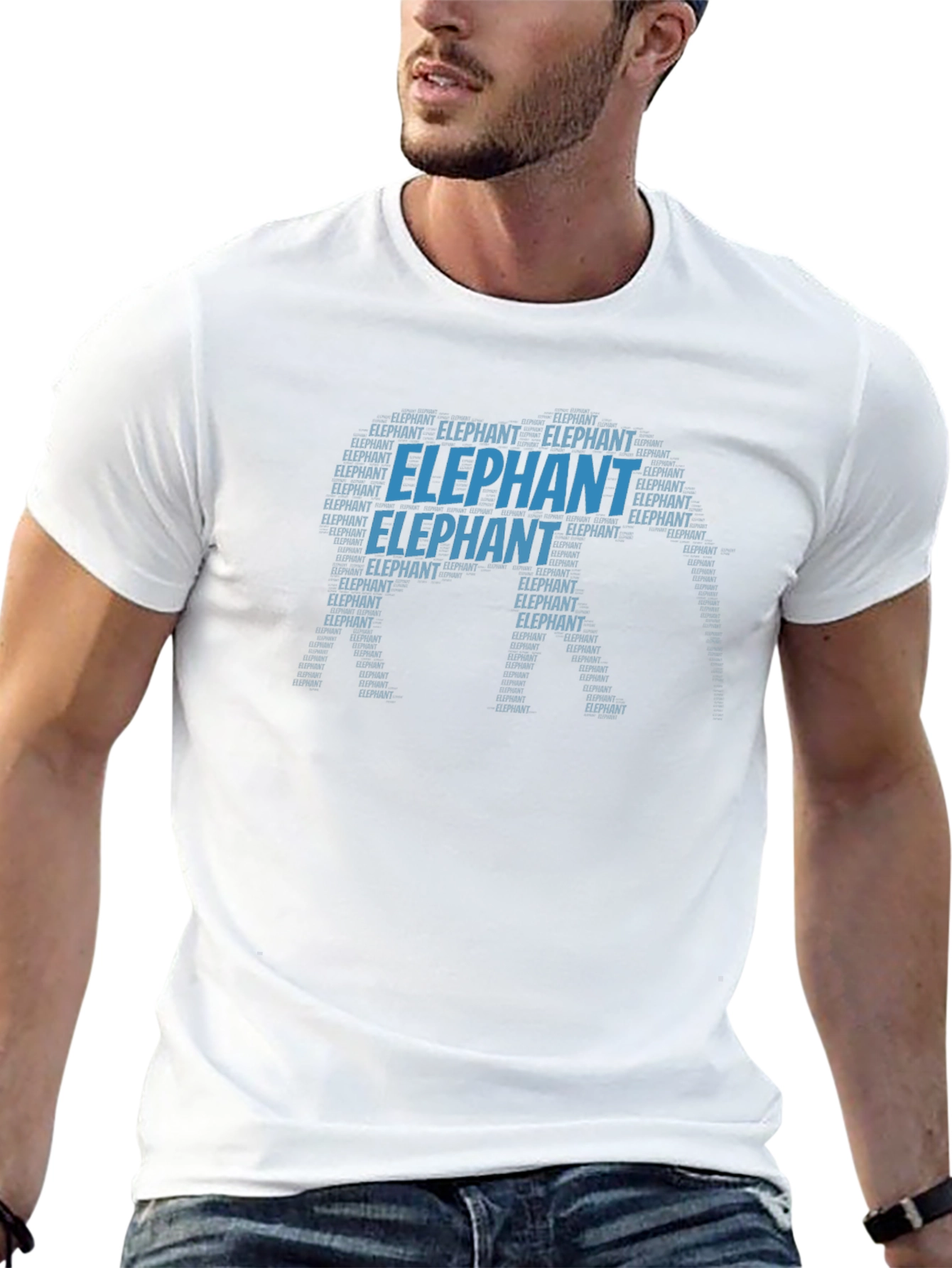 Elephant Word Art T-Shirt - Unique Animal Design