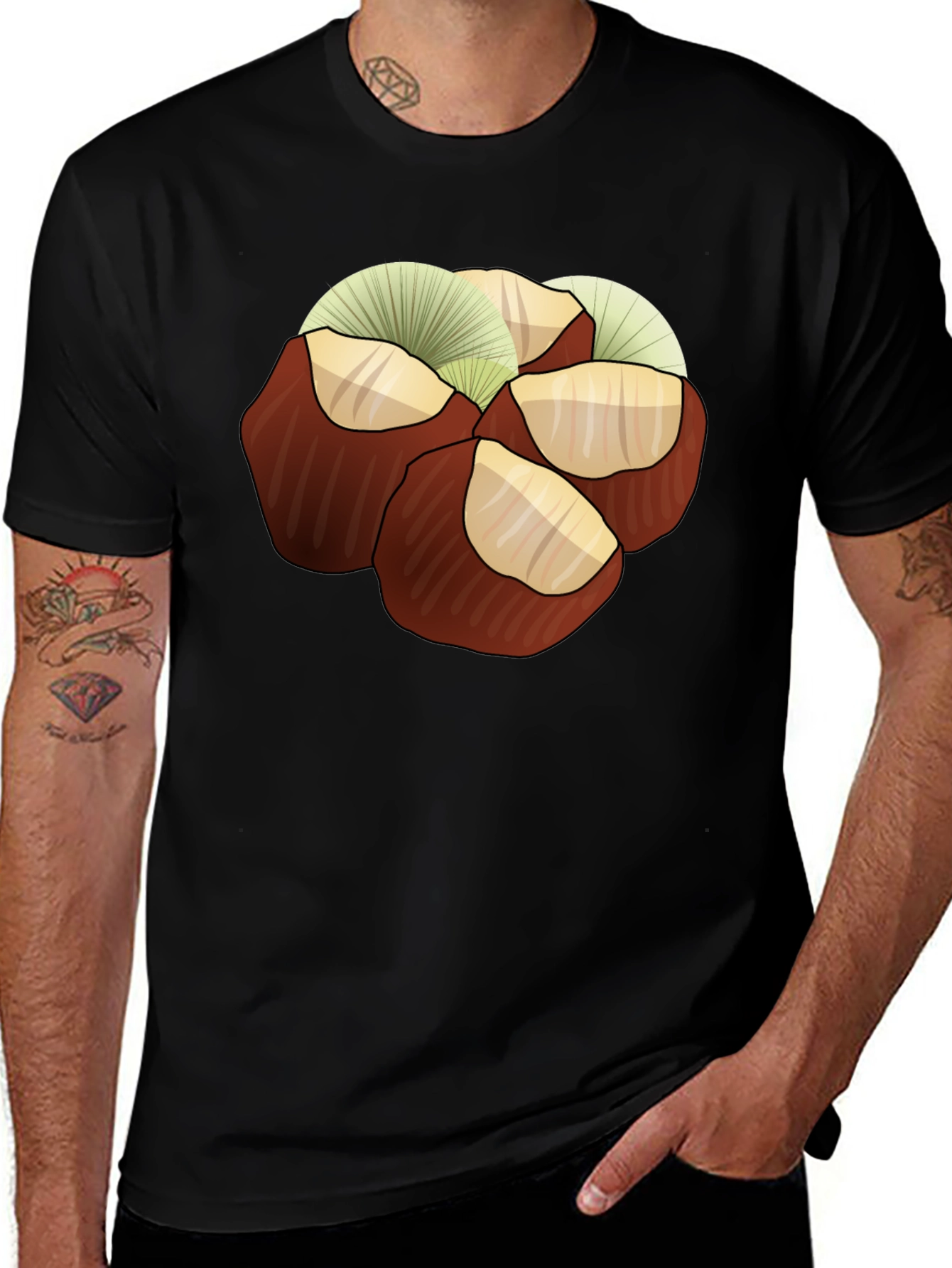Chestnuts Graphic Print Tee - Black