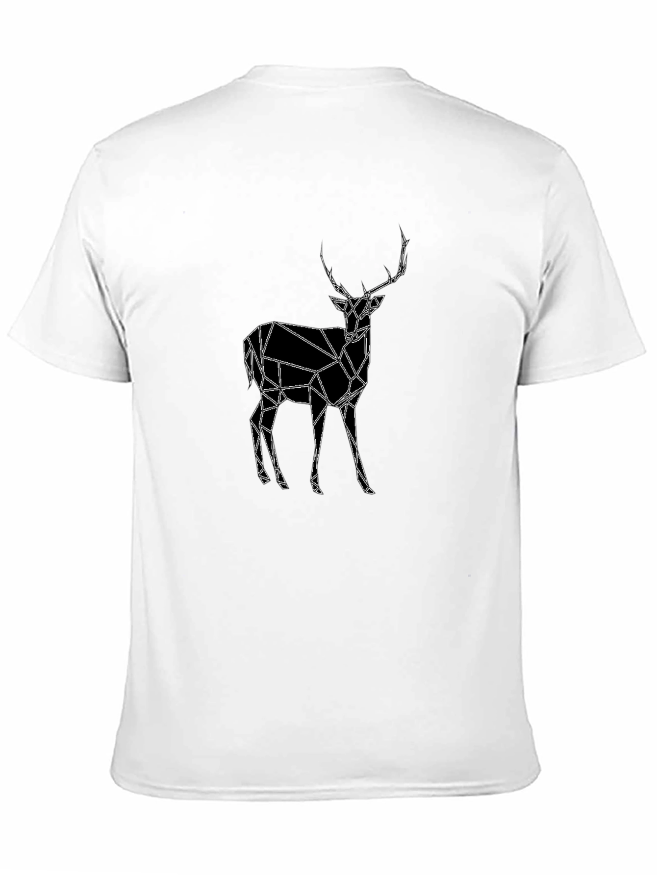 Geometric Deer Graphic Tee - Black