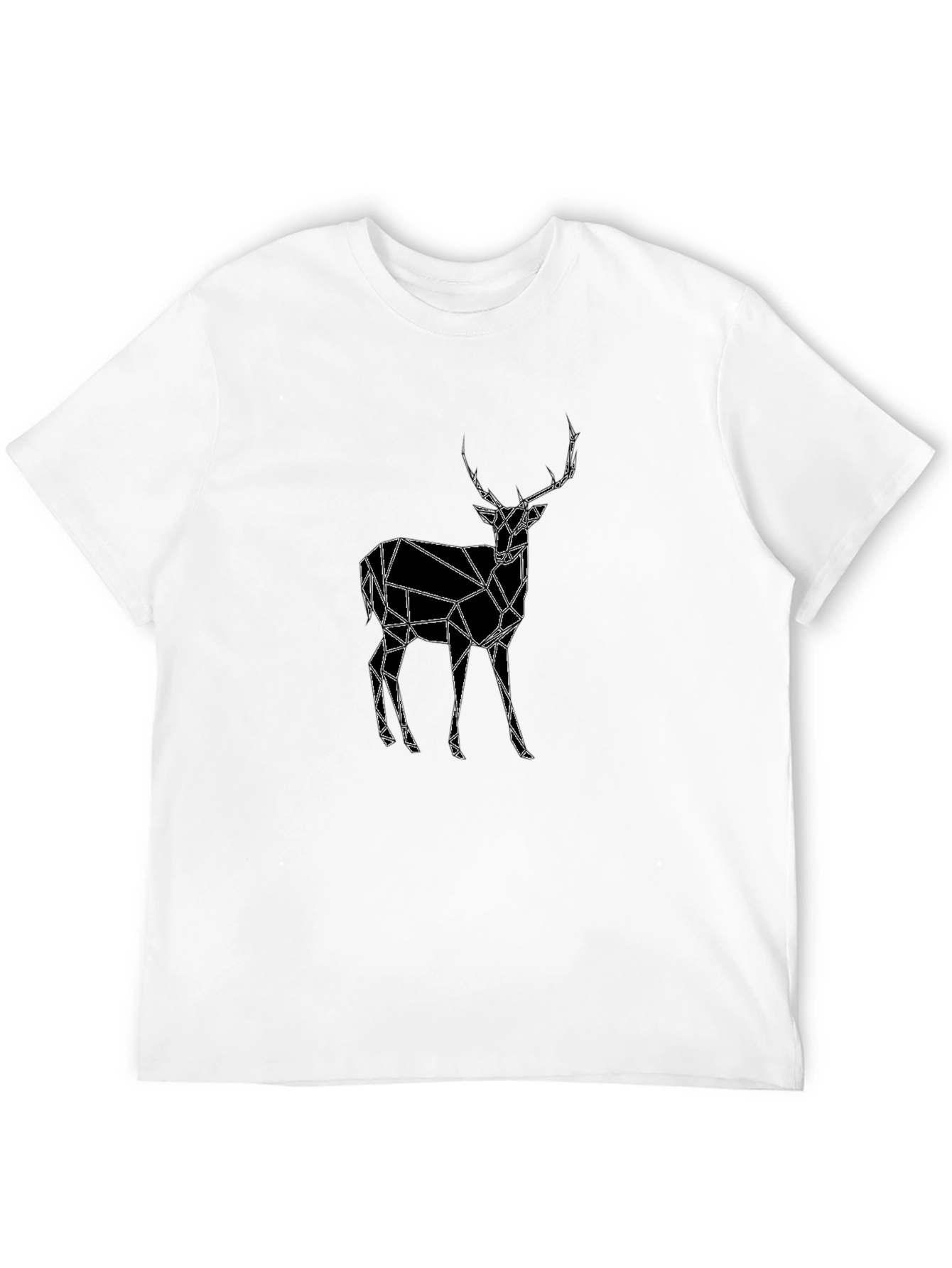 Geometric Deer Graphic Tee - Black