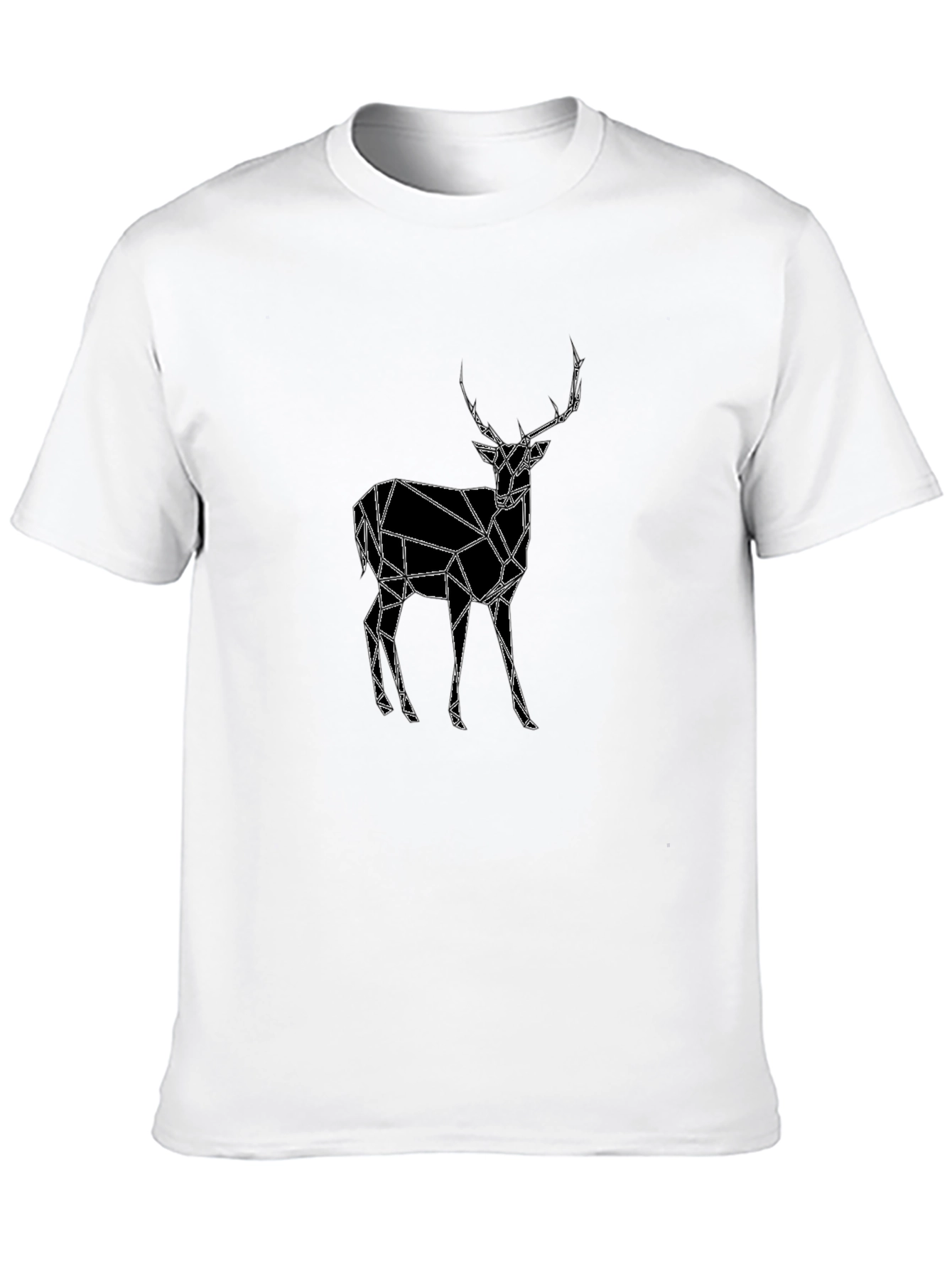 Geometric Deer Graphic Tee - Black