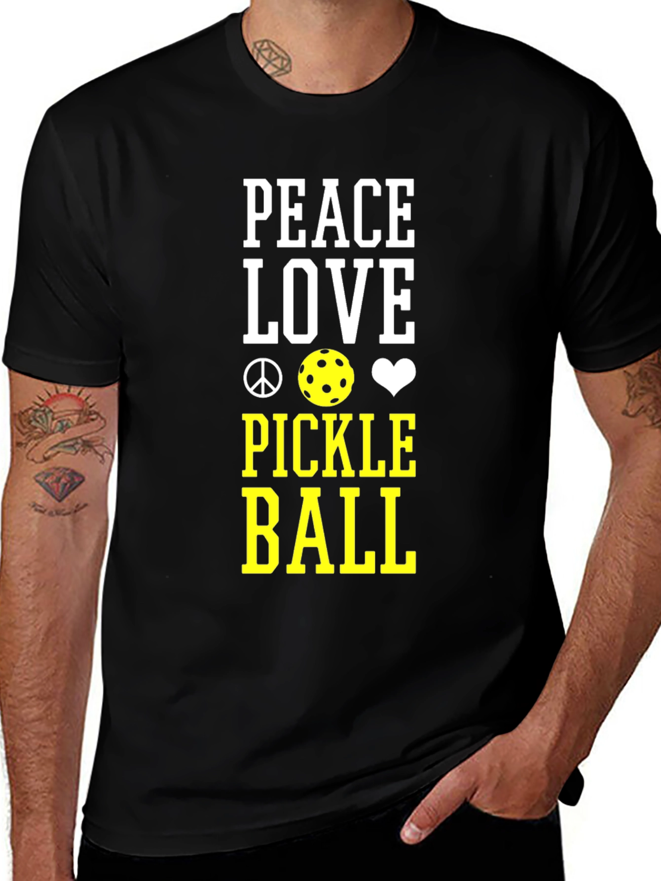 Peace Love Pickleball T-Shirt - Black