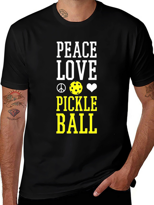 Peace Love Pickleball T-Shirt - Black