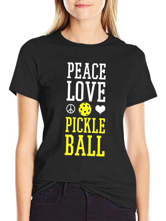 Peace Love Pickleball T-Shirt - Black