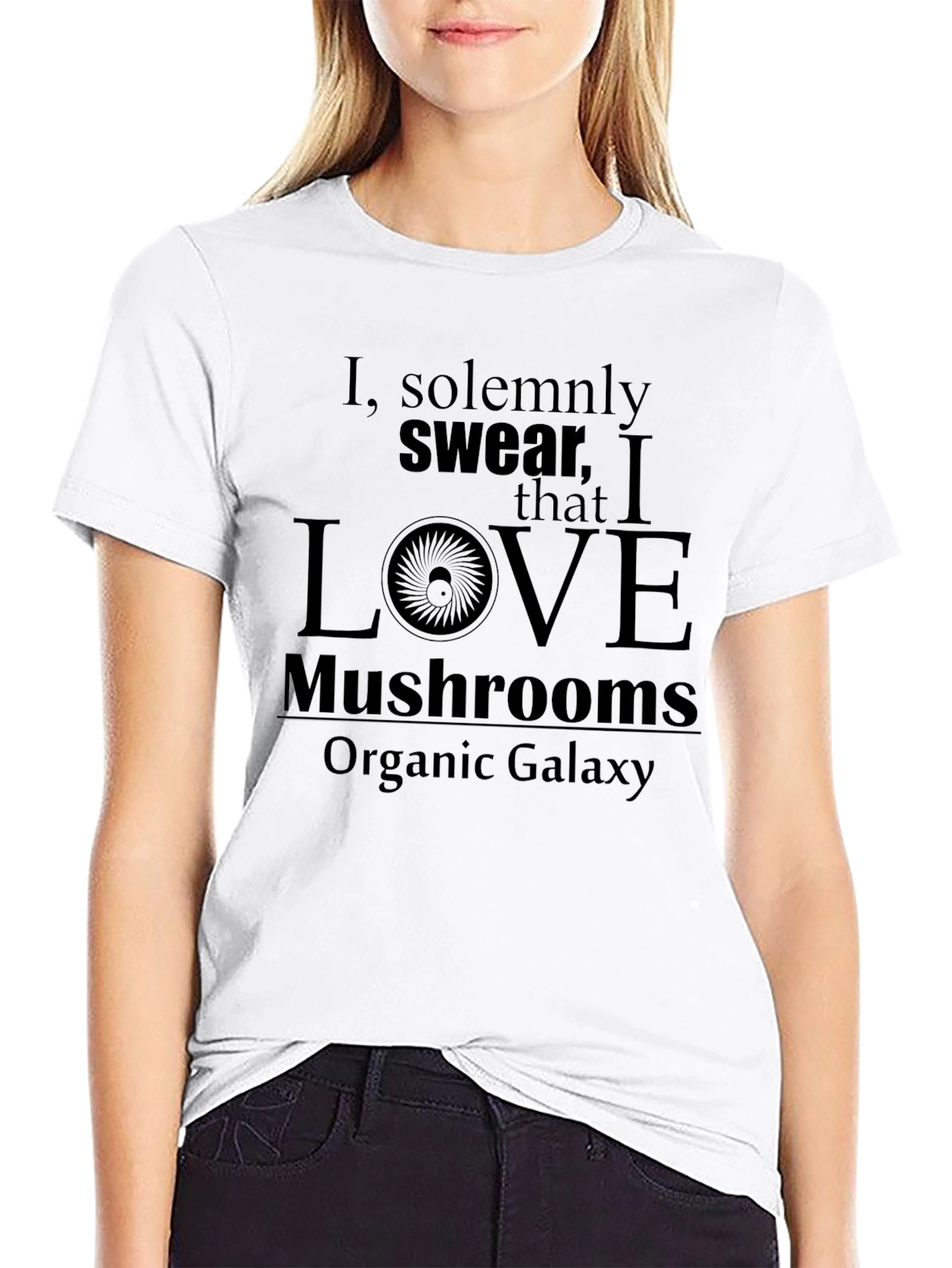 I Love Mushrooms Black T-Shirt