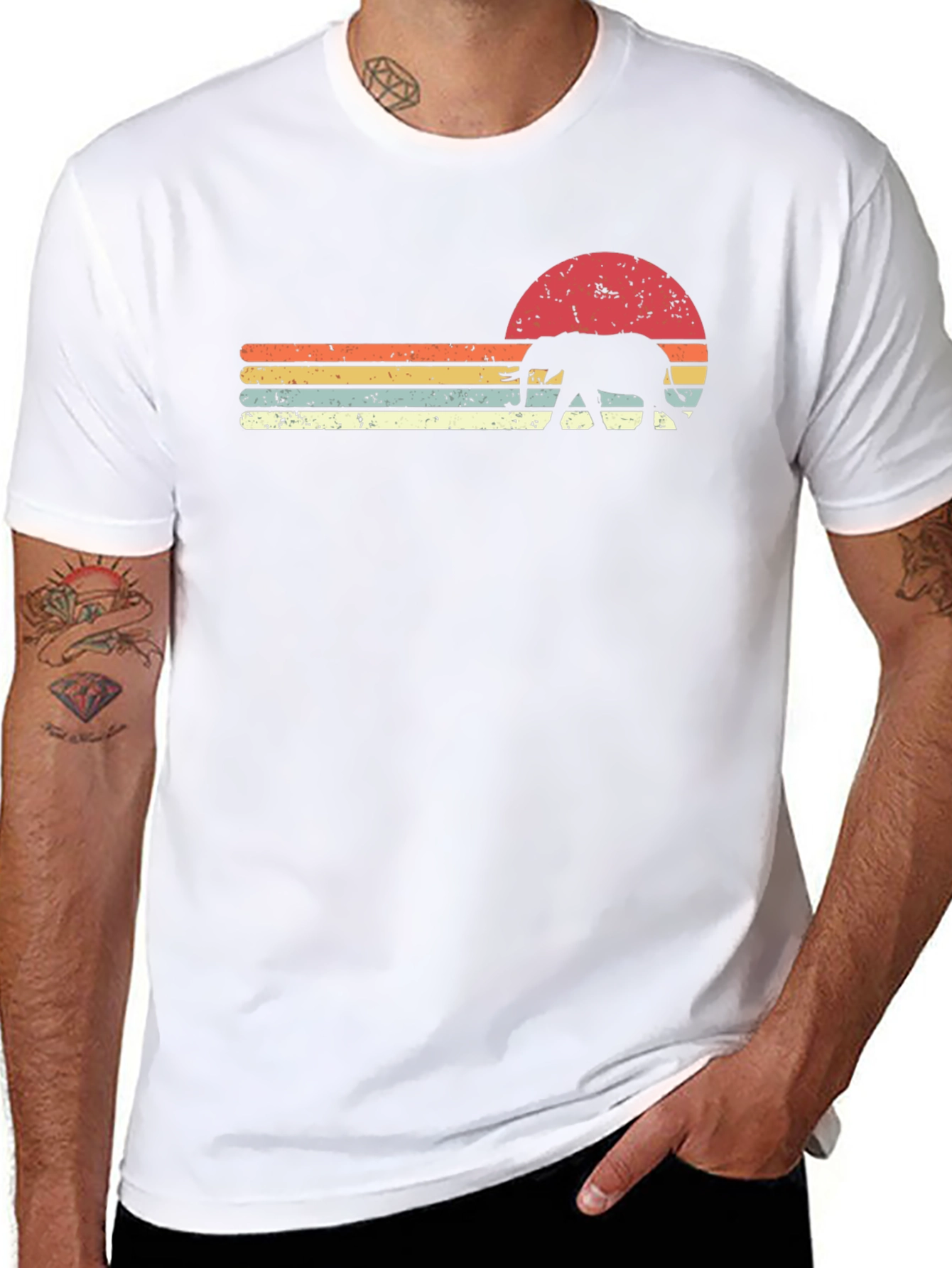 Retro Elephant Sunset Graphic Tee