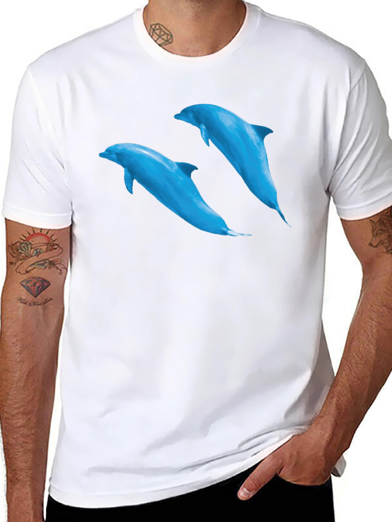 Dolphin Graphic Tee - Black Short Sleeve T-Shirt