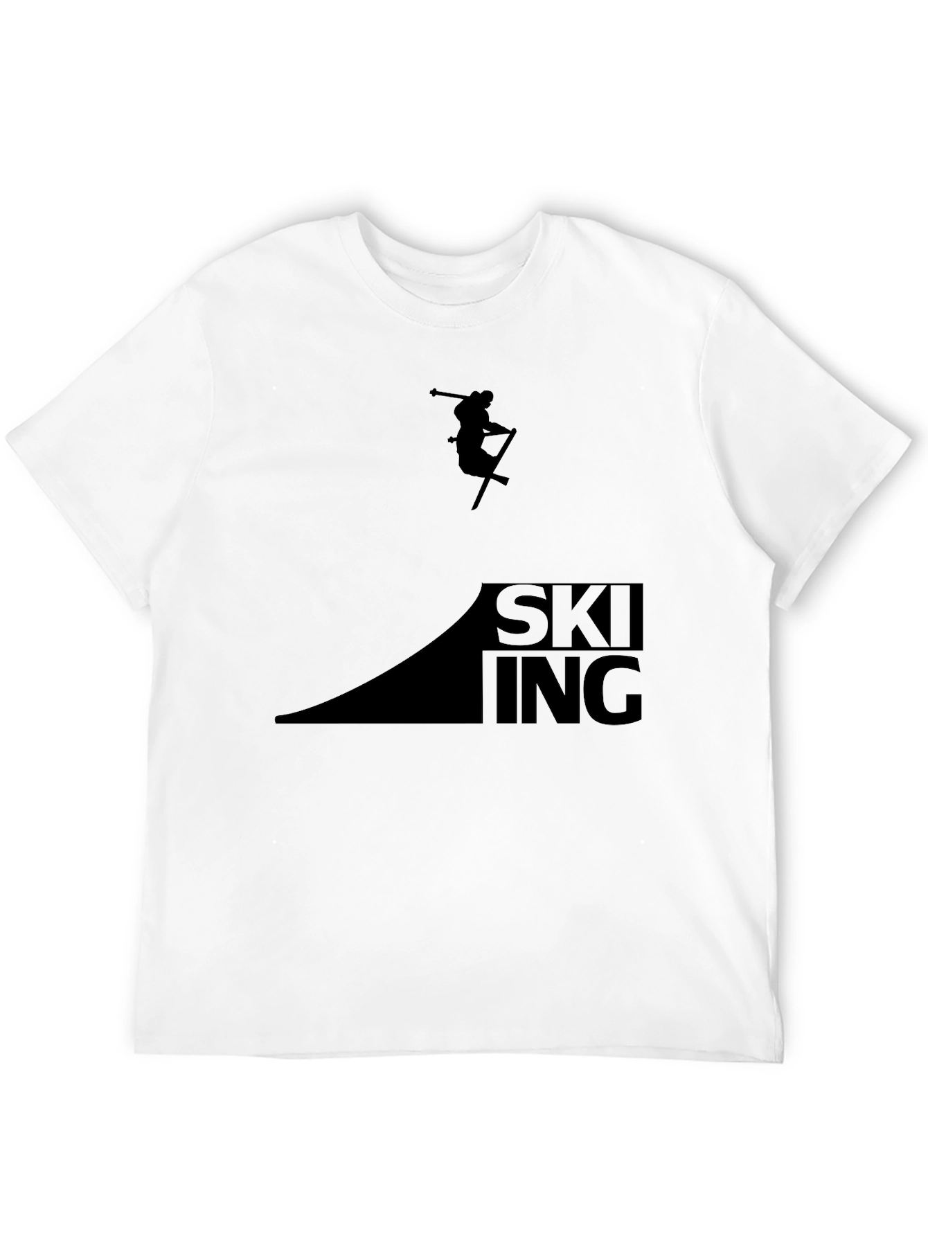 Mens Black Skiing Graphic Tee
