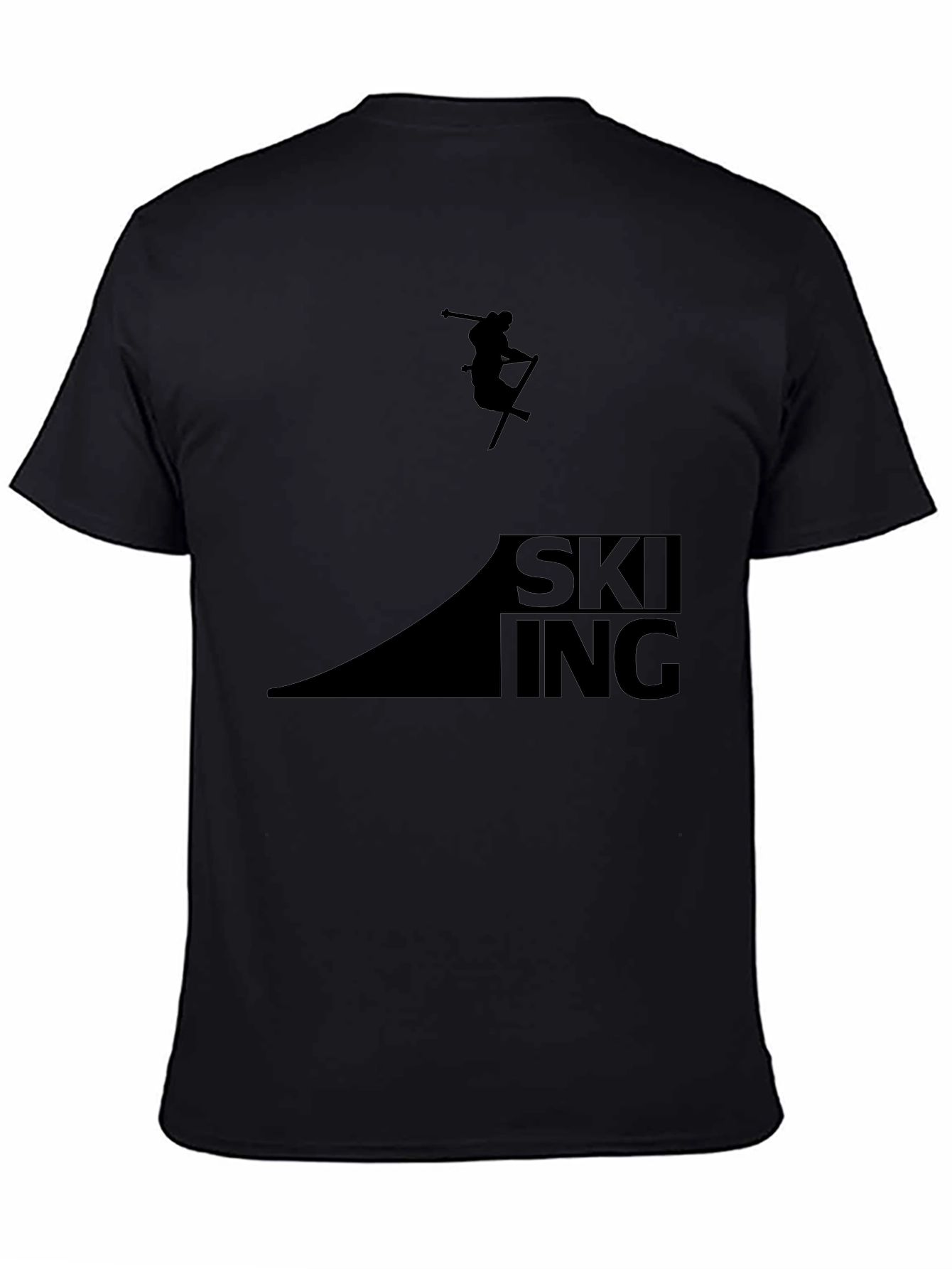 Mens Black Skiing Graphic Tee