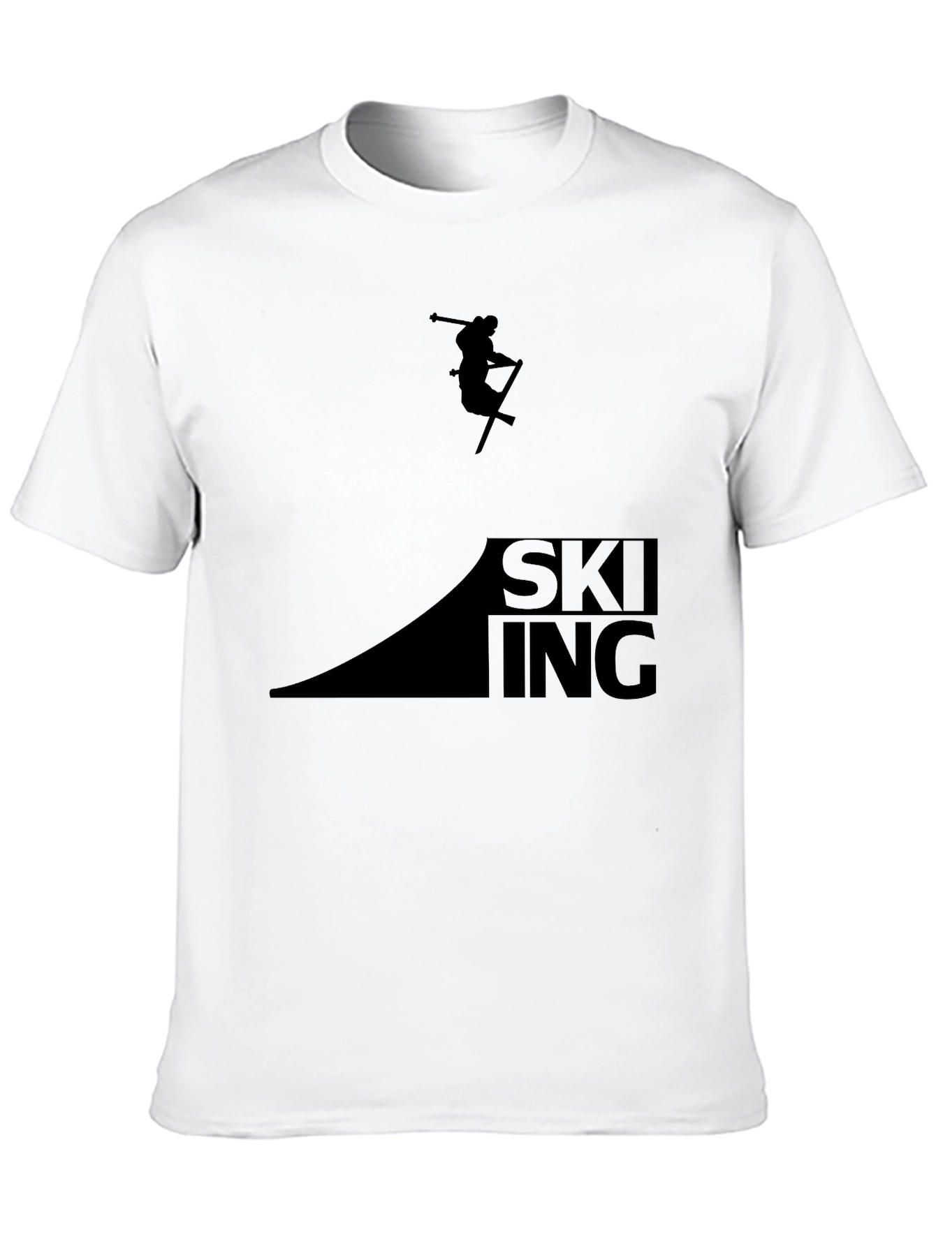 Mens Black Skiing Graphic Tee