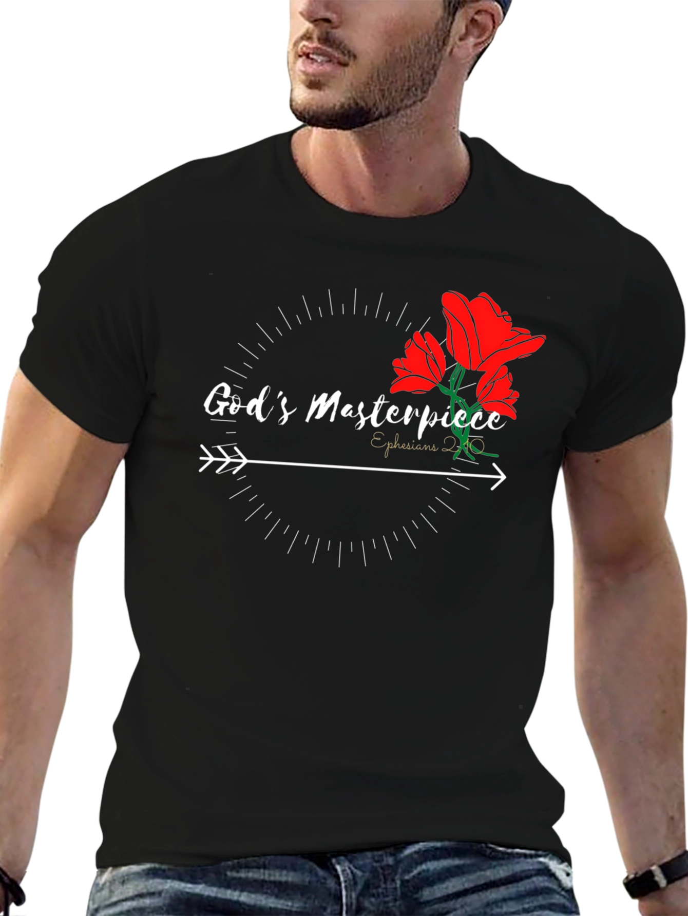 Gods Masterpiece Graphic Tee - Black Cotton Blend