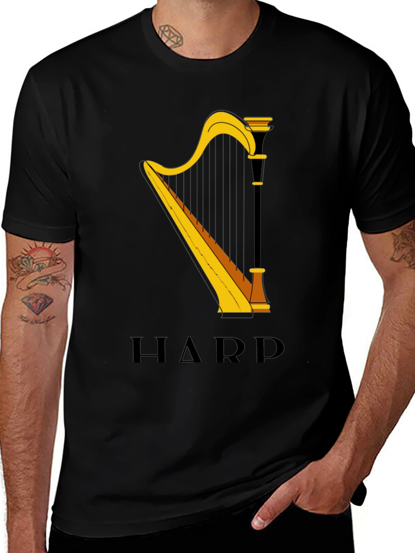 Harp Graphic Tee - Music Lovers T-Shirt