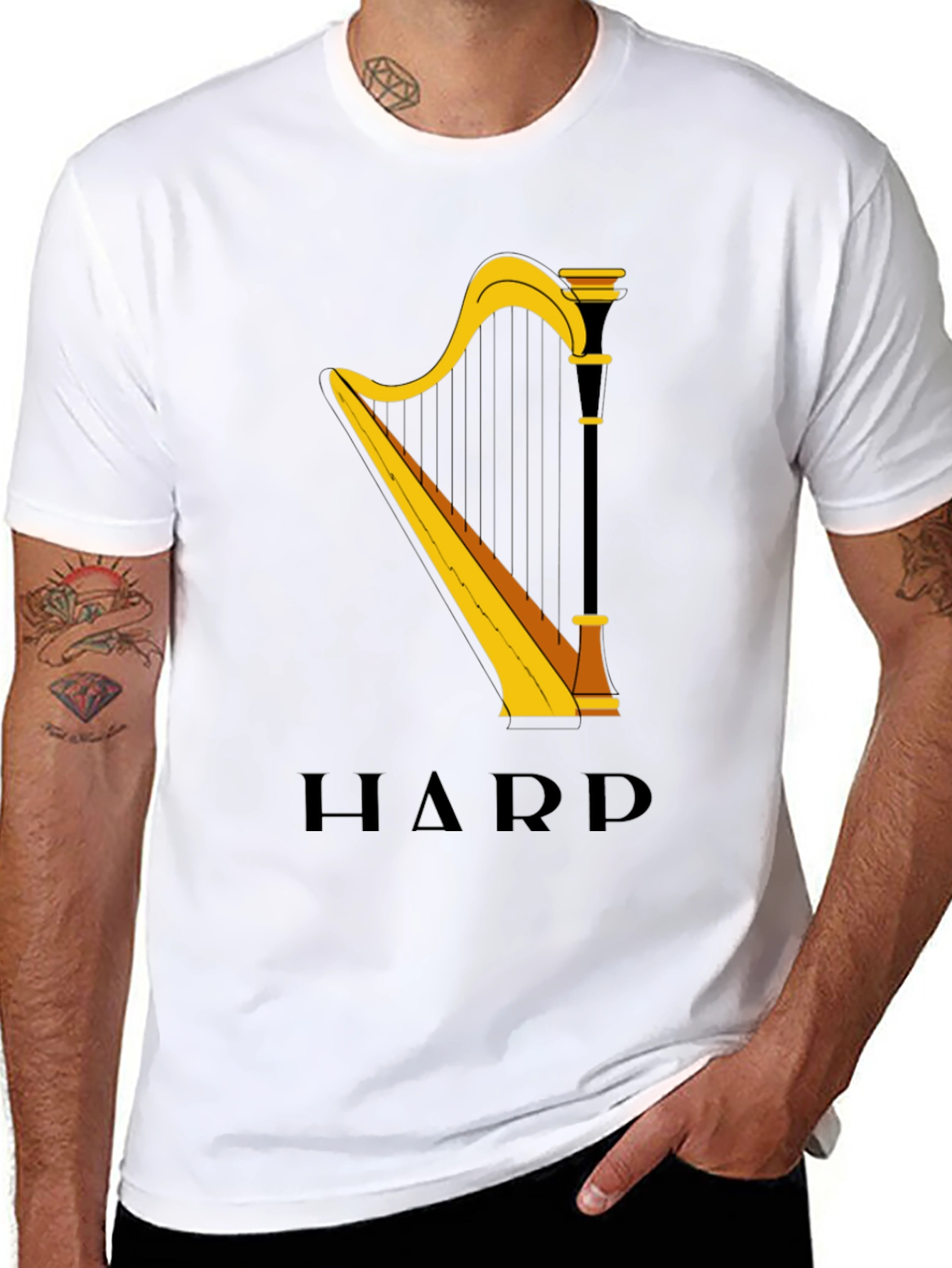 Harp Graphic Tee - Music Lovers T-Shirt