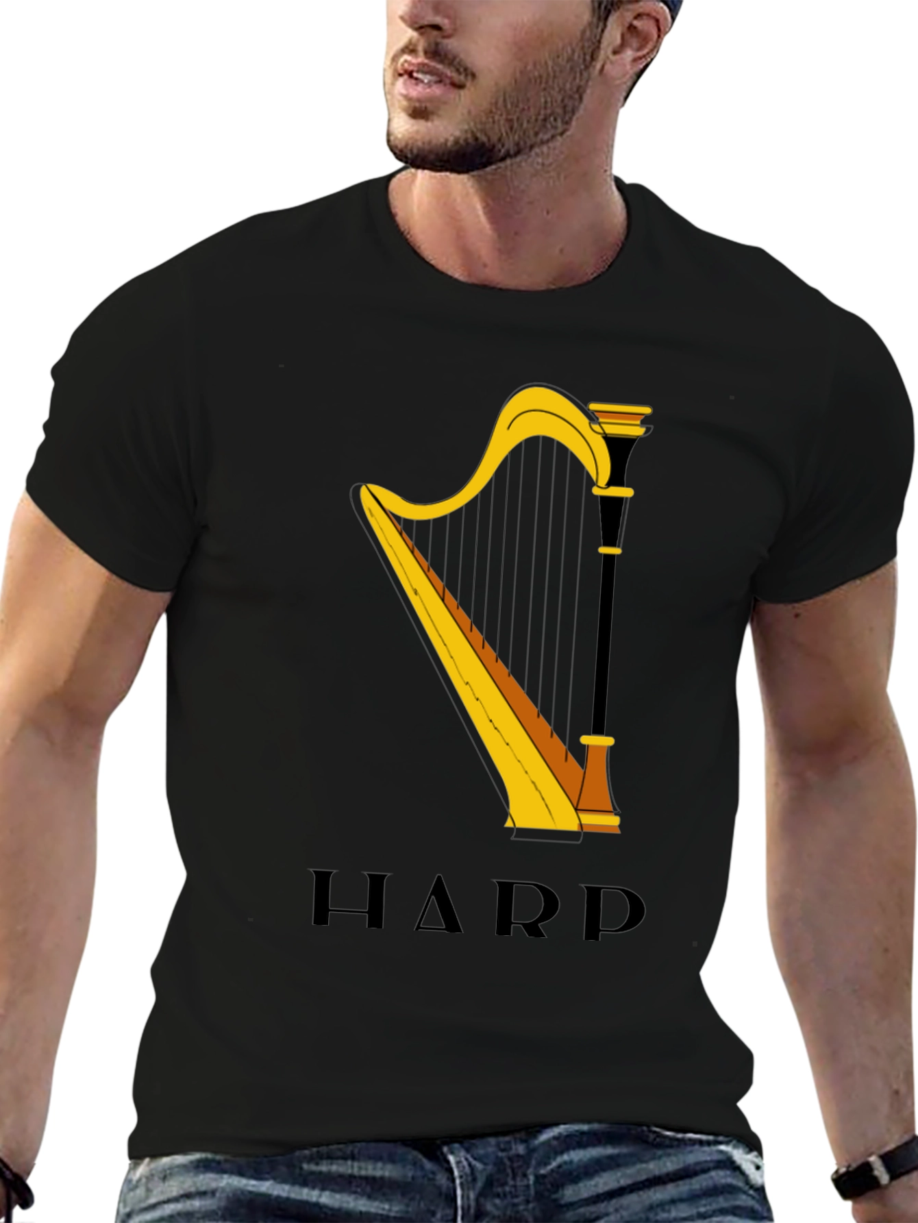 Harp Graphic Tee - Music Lovers T-Shirt