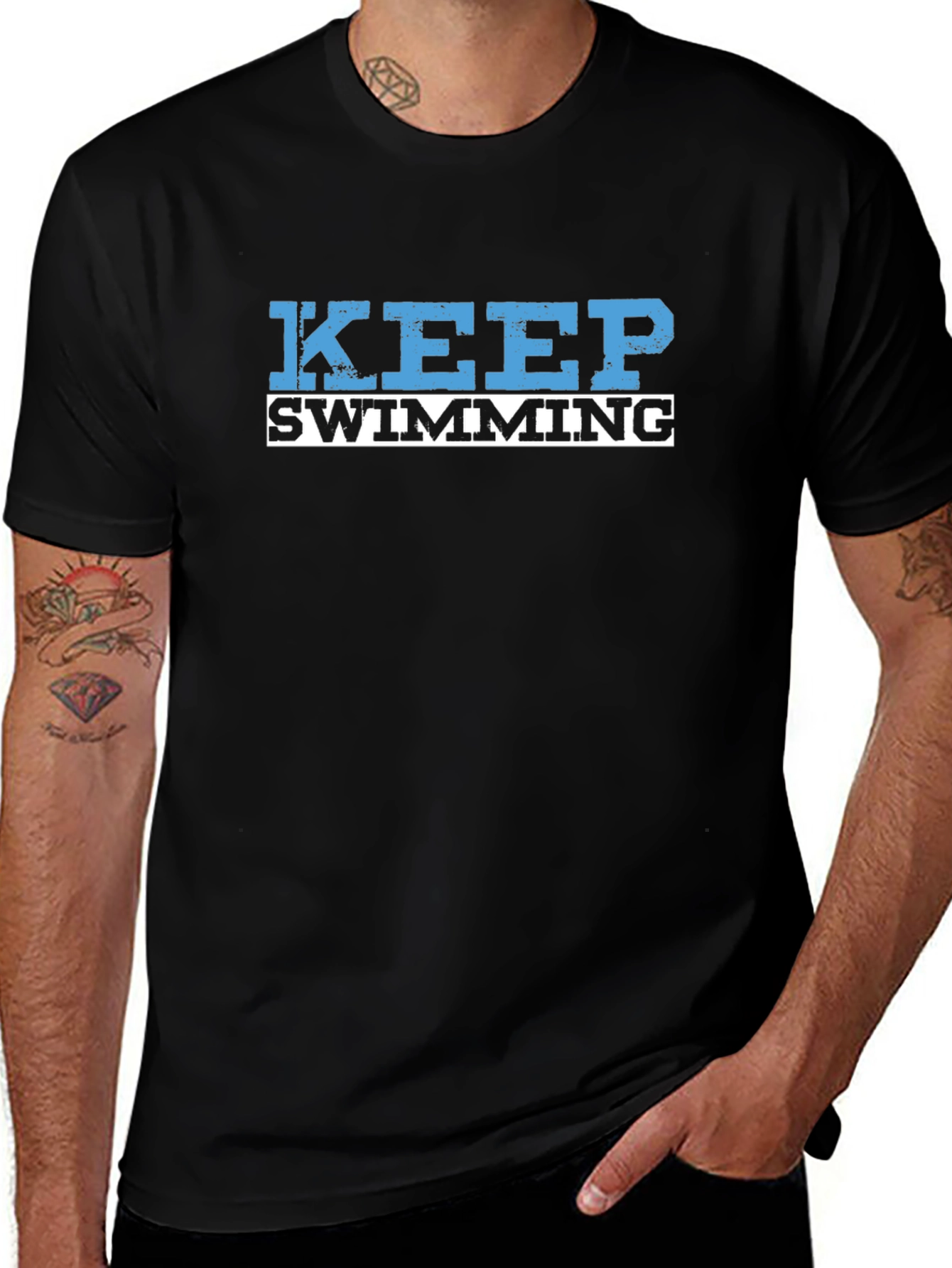 Keep Swimming Graphic T-Shirt - Black