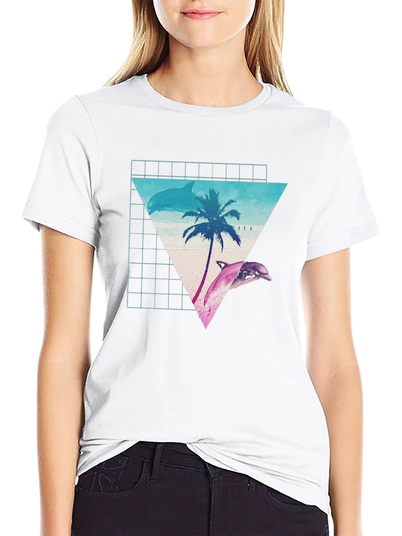 Retro Dolphin Beach Graphic T-Shirt