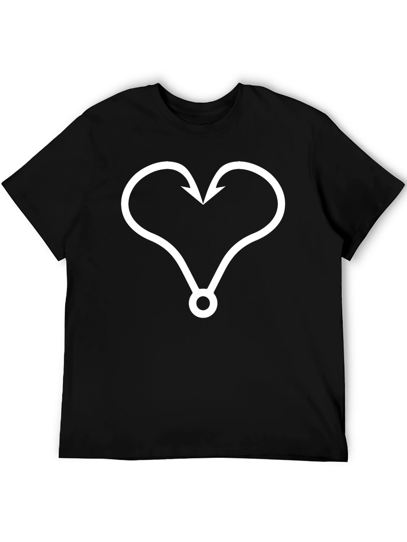 Heart Fishing Hook Graphic Tee - Stylish & Unique