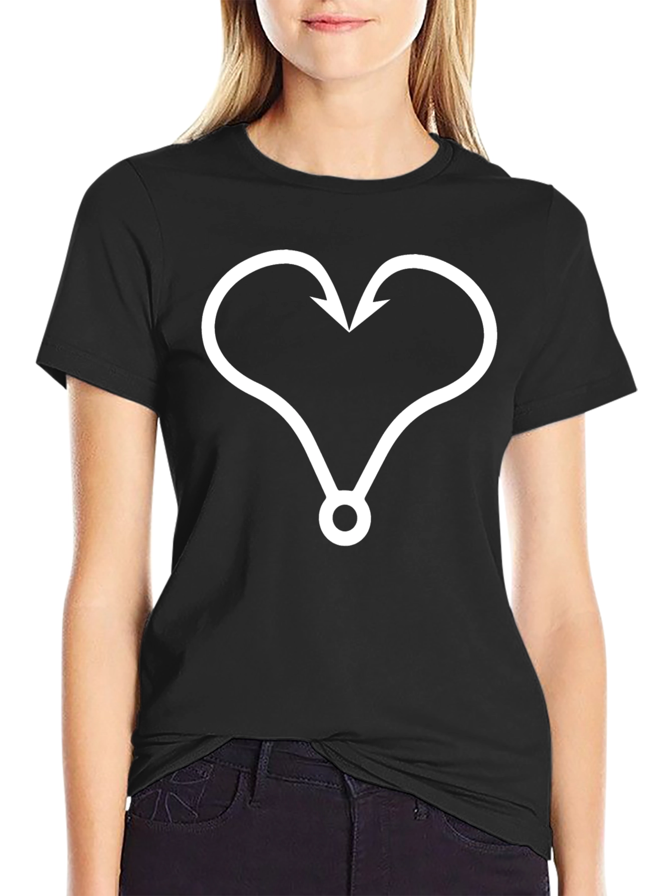 Heart Fishing Hook Graphic Tee - Stylish & Unique