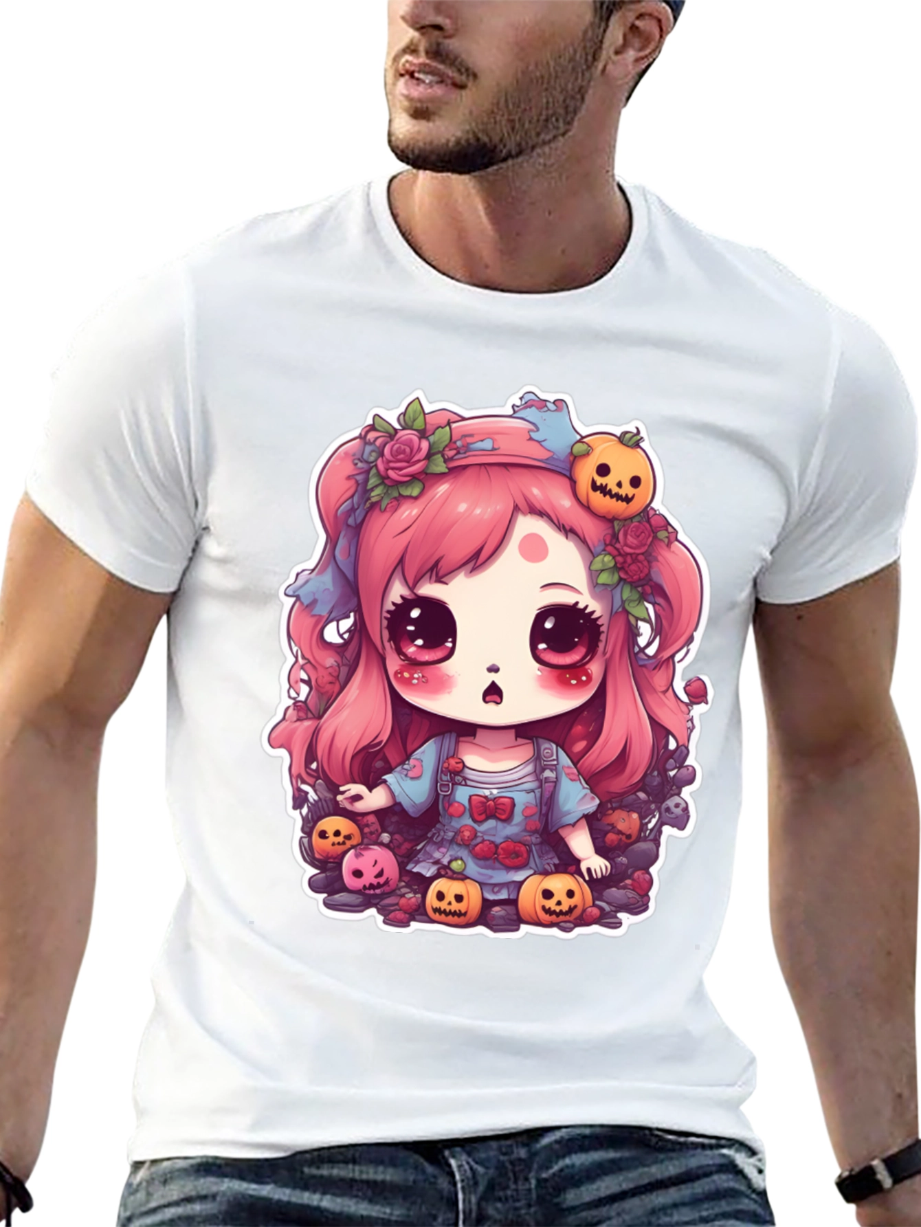 Kawaii Halloween Girl Black T-Shirt