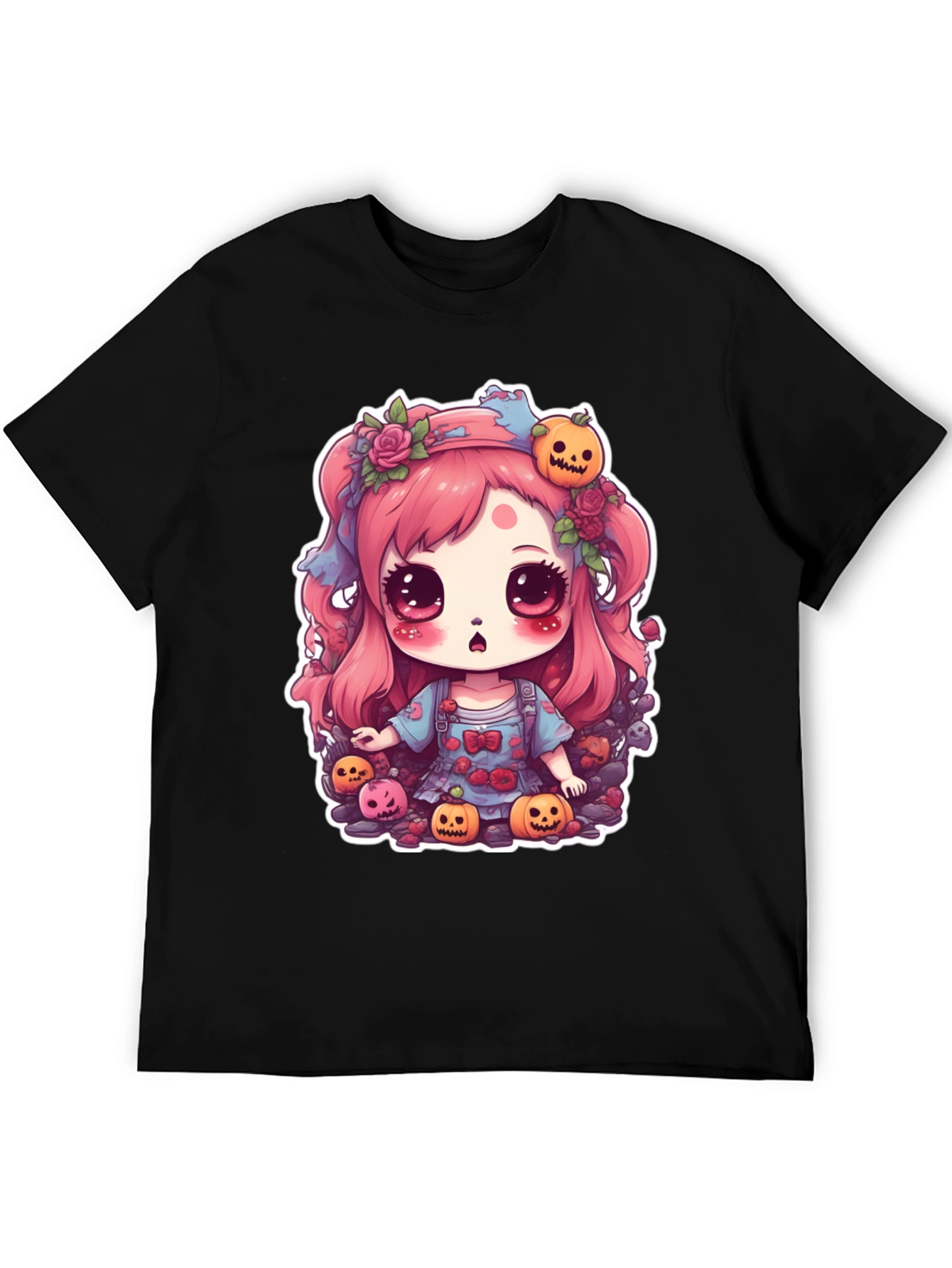 Kawaii Halloween Girl Black T-Shirt