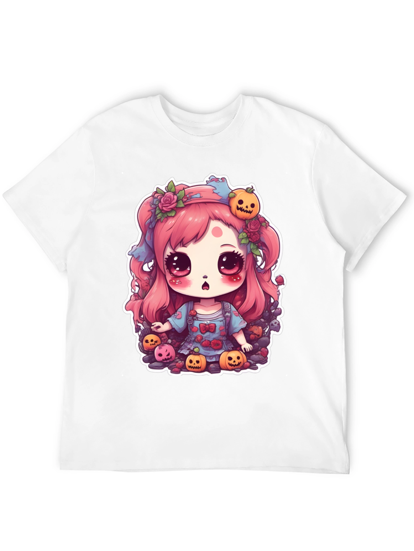 Kawaii Halloween Girl Black T-Shirt