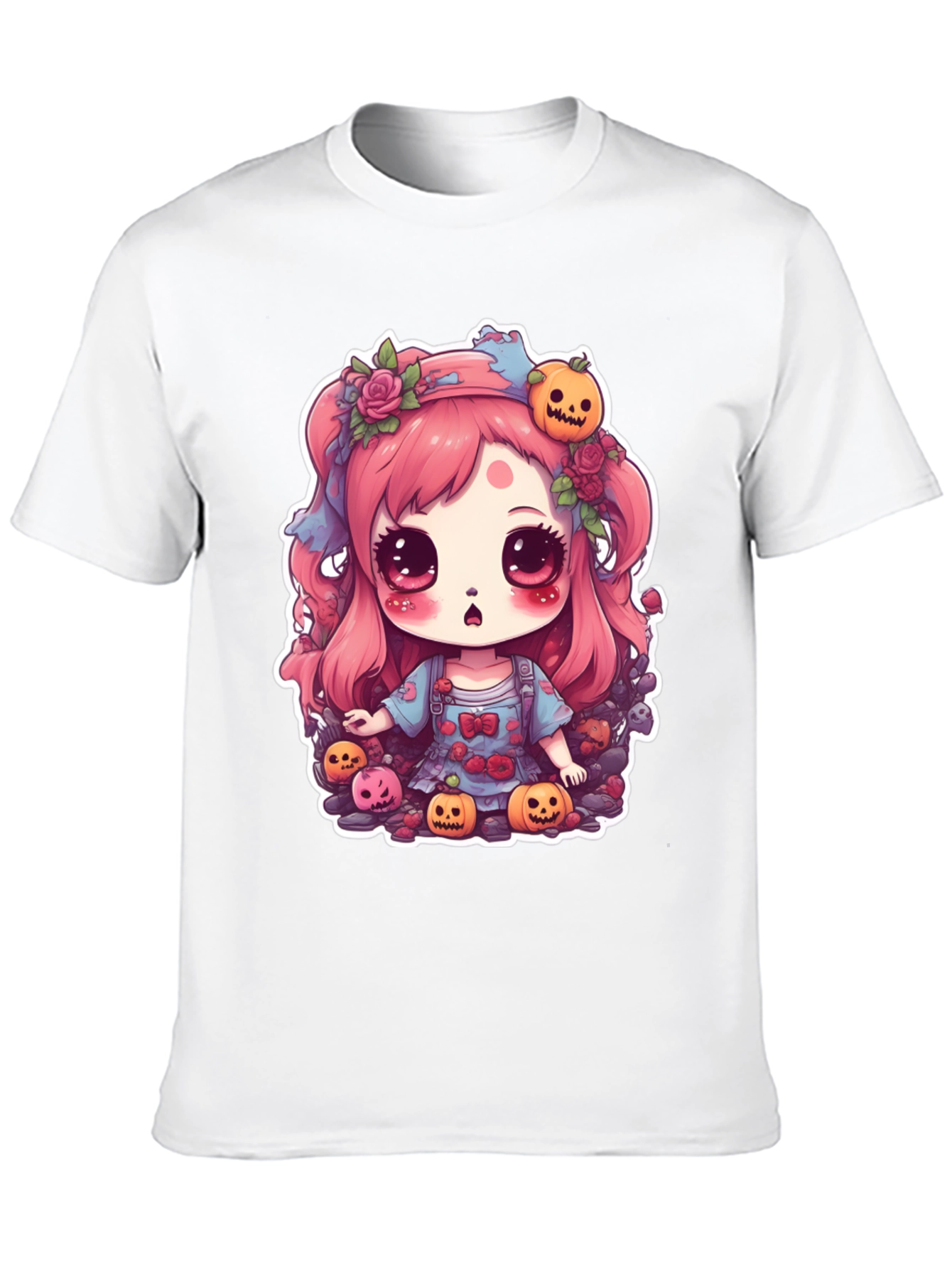 Kawaii Halloween Girl Black T-Shirt