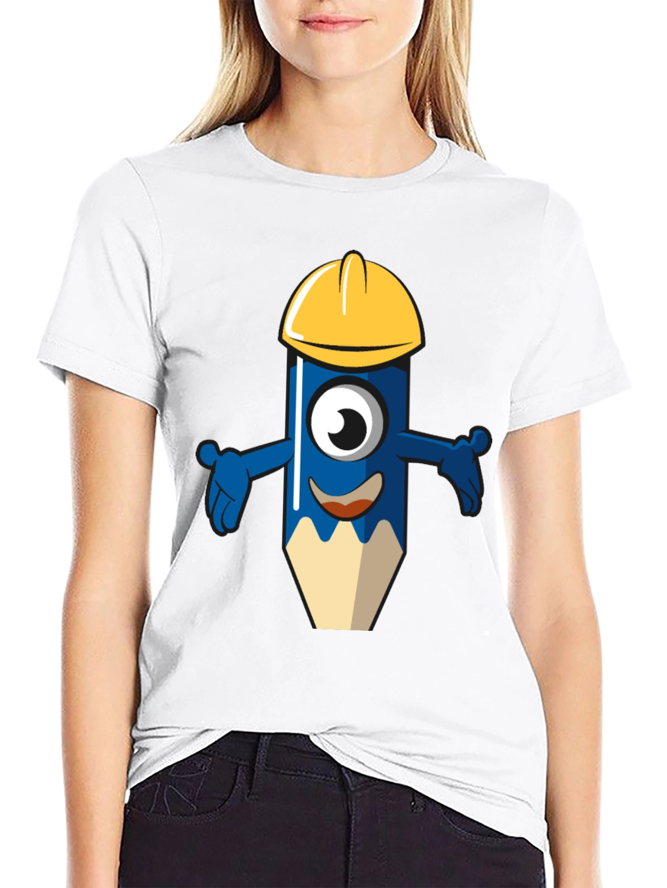Cartoon Construction Pencil T-Shirt