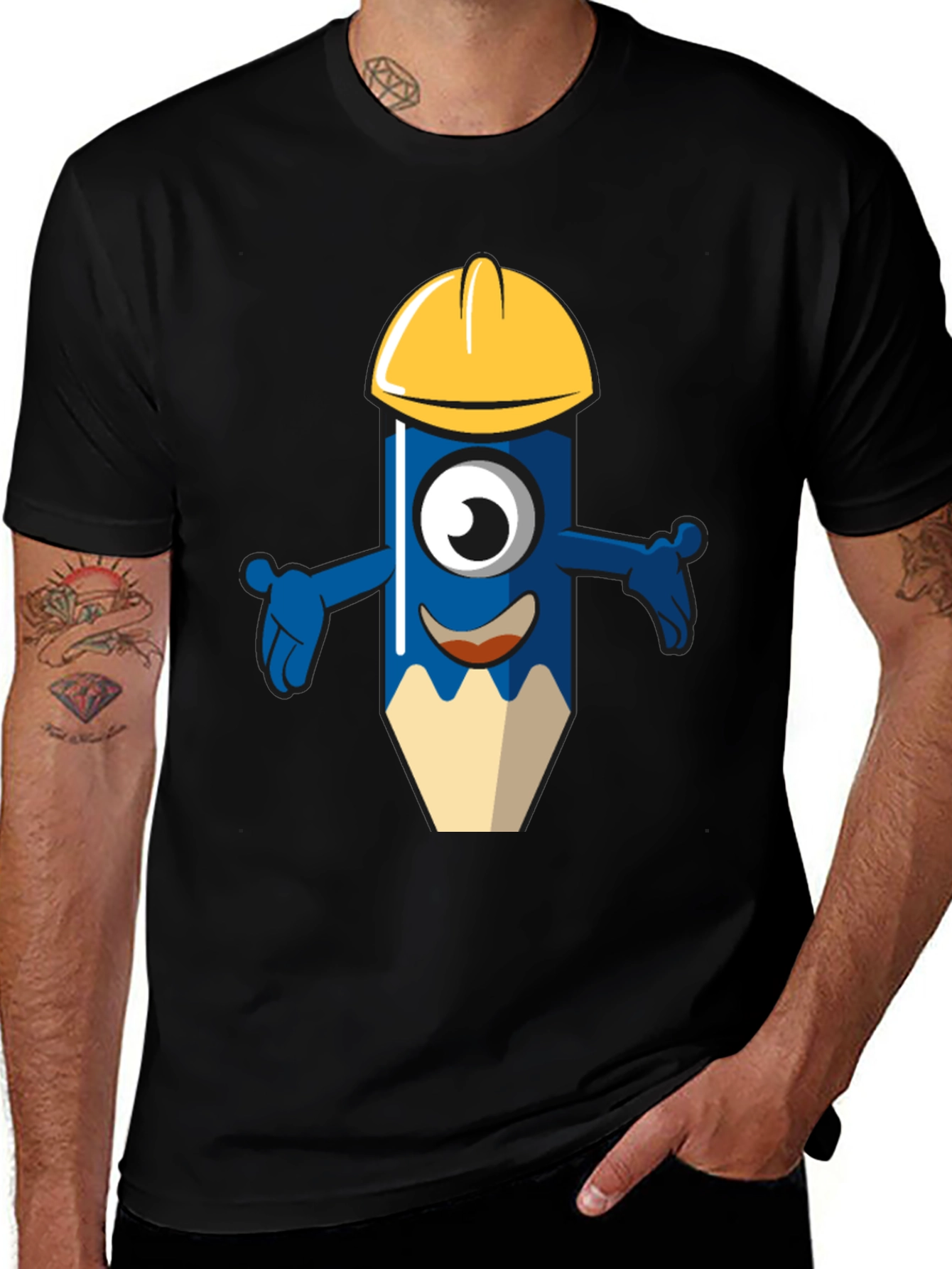 Cartoon Construction Pencil T-Shirt