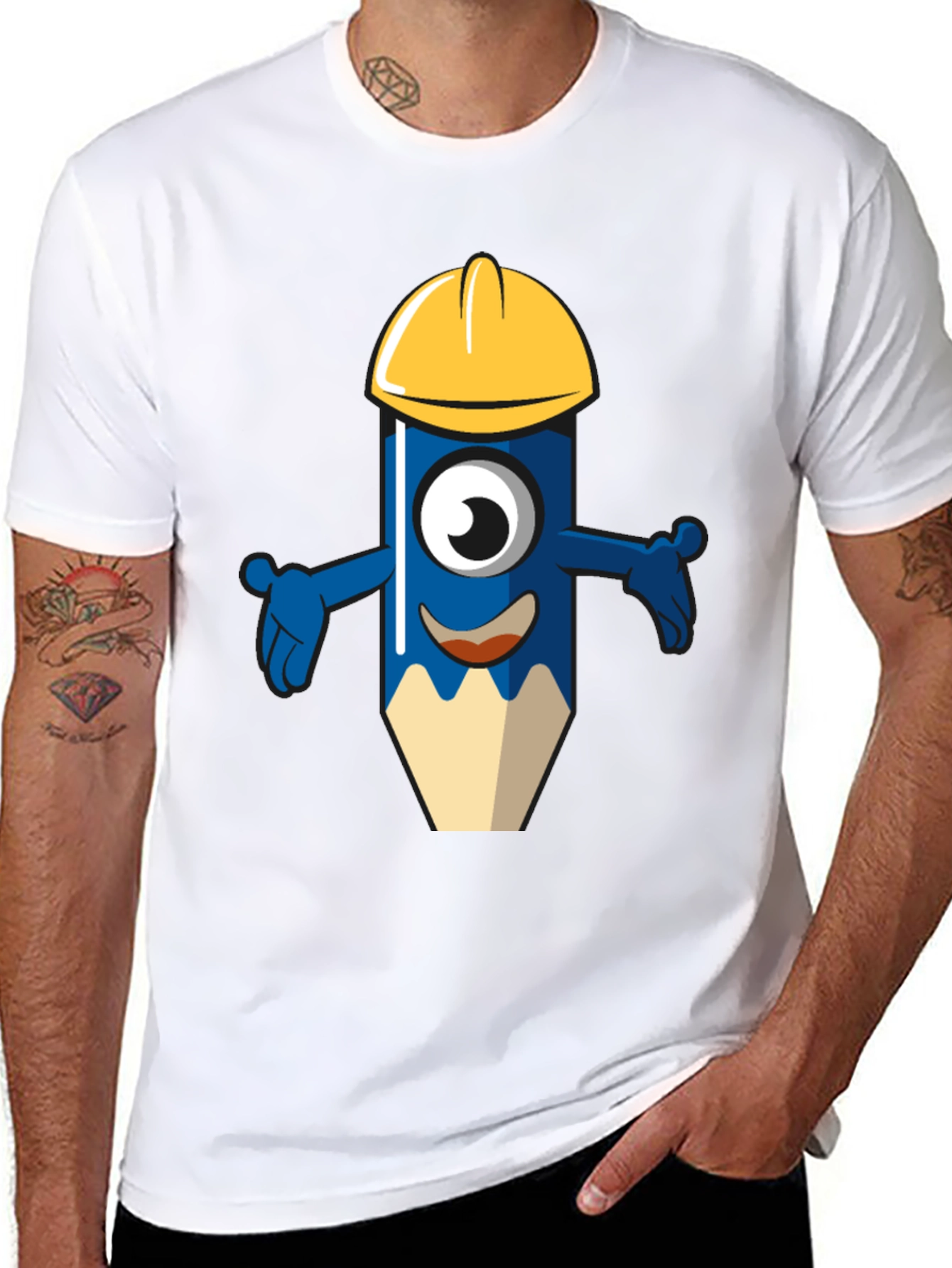 Cartoon Construction Pencil T-Shirt