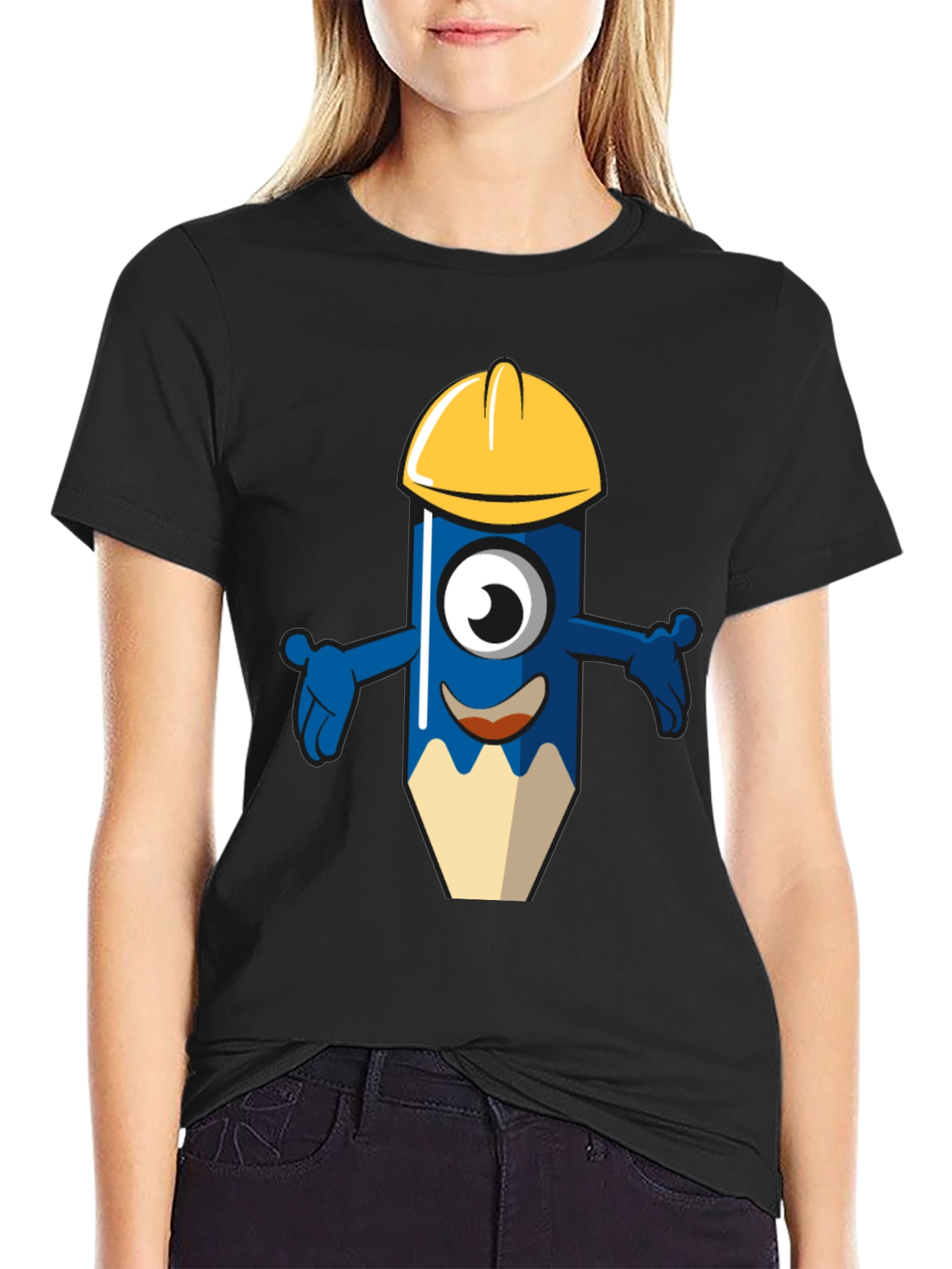 Cartoon Construction Pencil T-Shirt