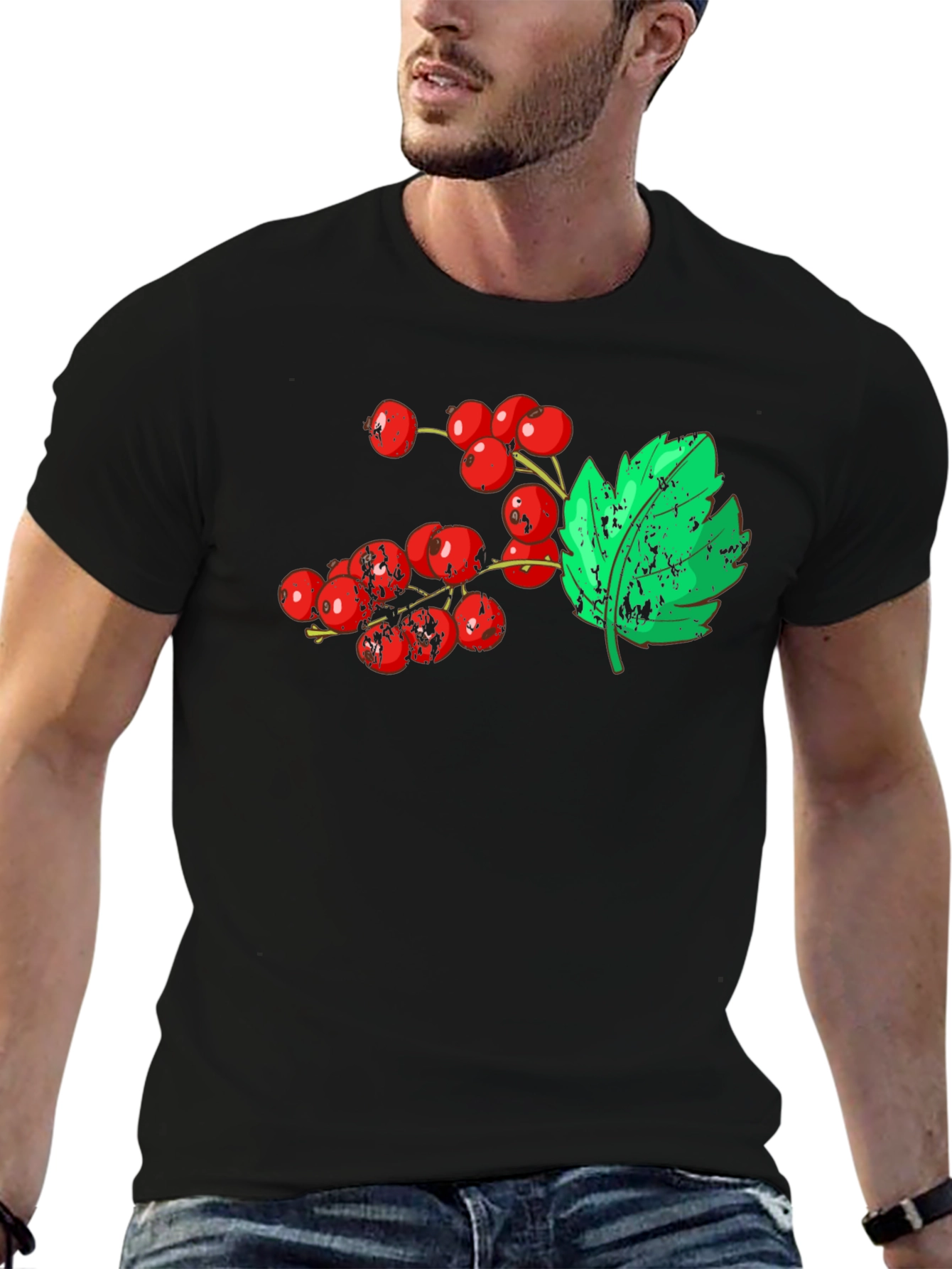 Berries & Leaf Graphic Tee - Casual Comfort