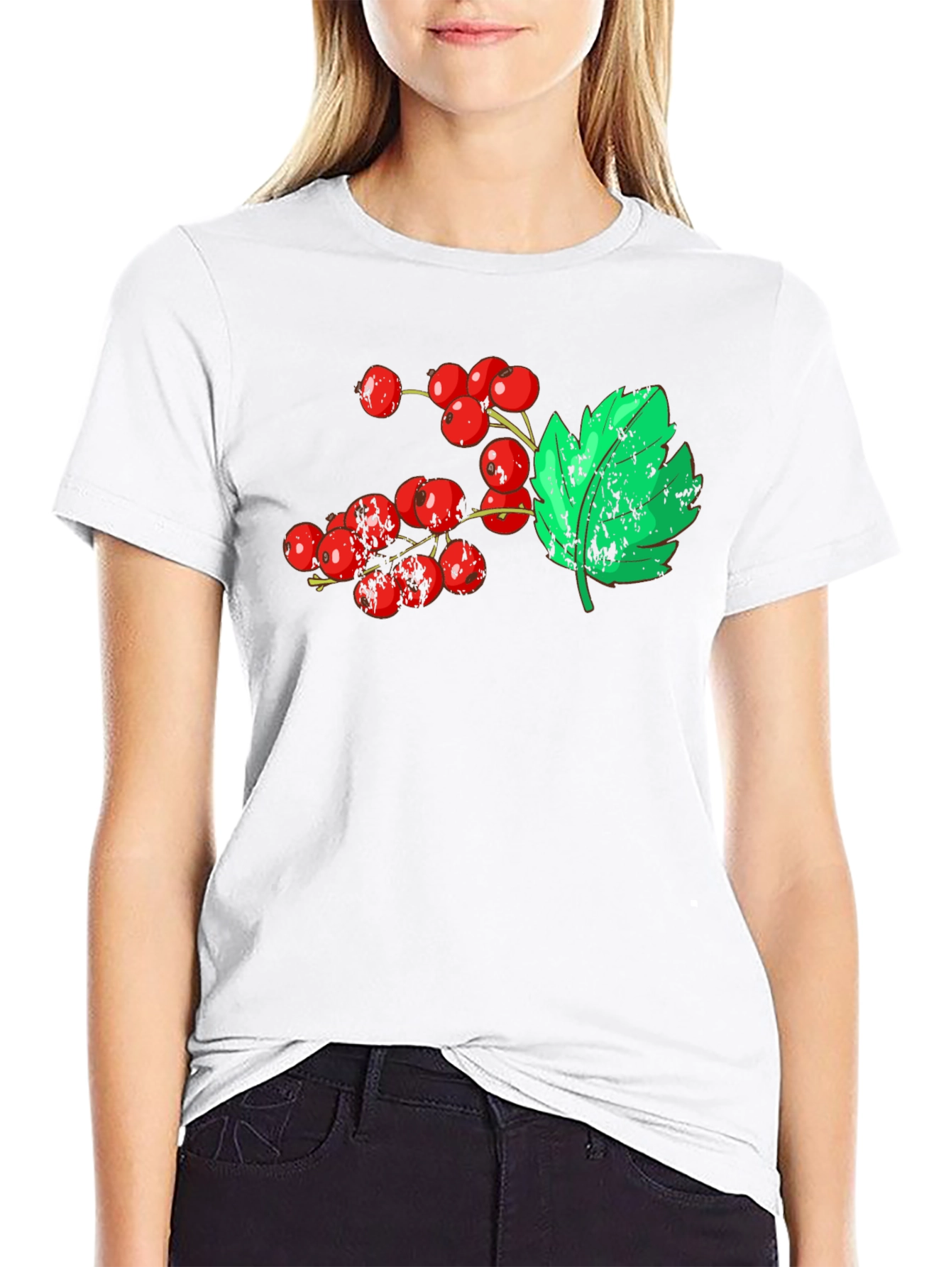 Berries & Leaf Graphic Tee - Casual Comfort