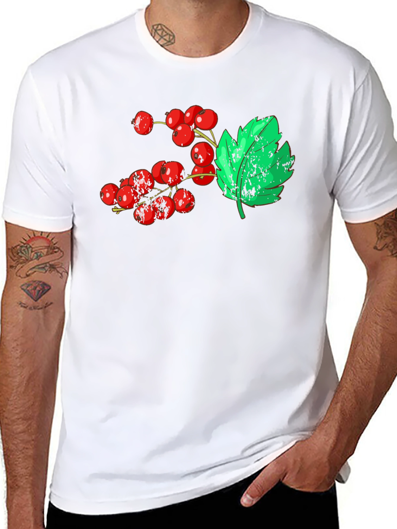 Berries & Leaf Graphic Tee - Casual Comfort