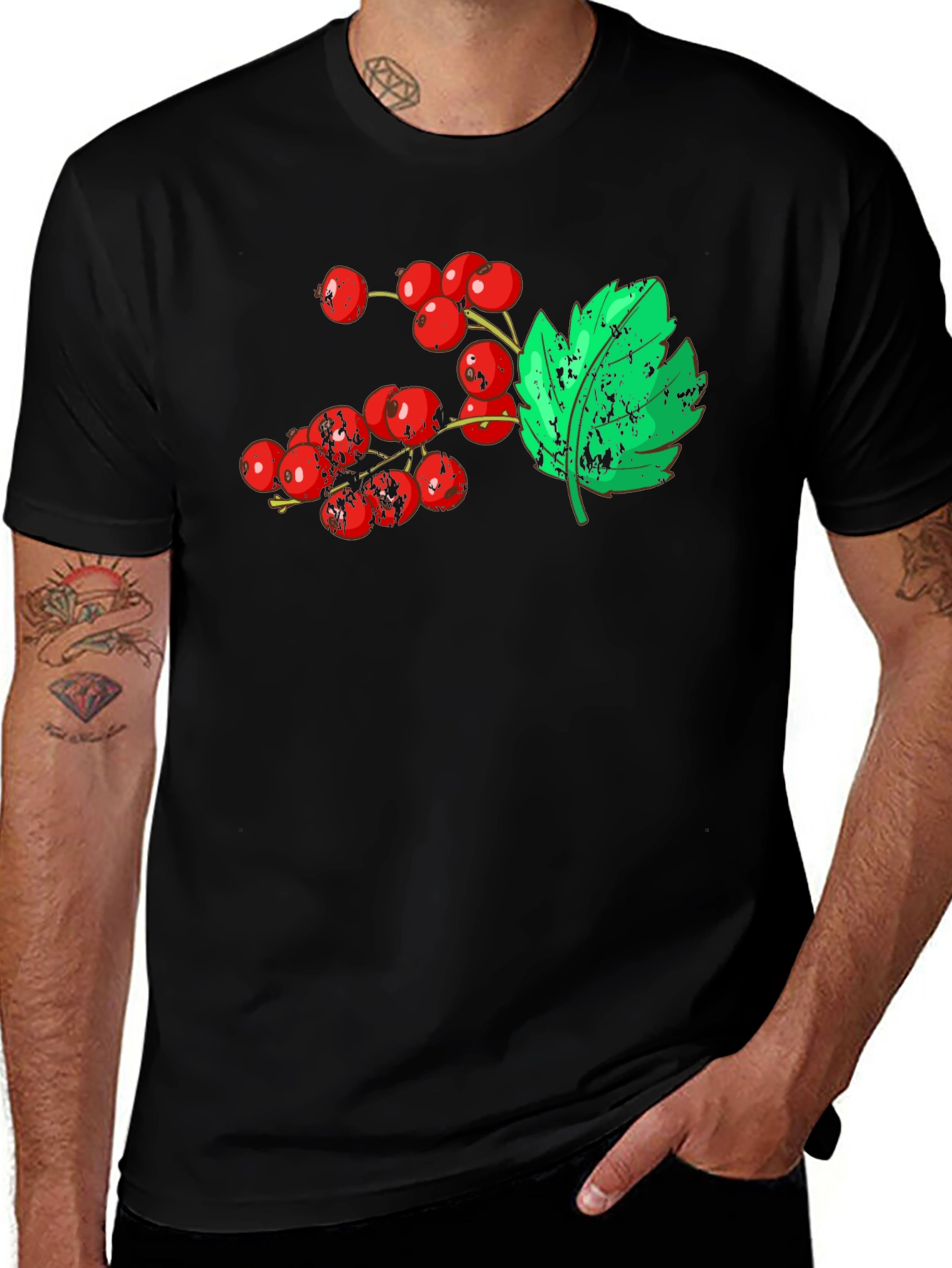 Berries & Leaf Graphic Tee - Casual Comfort