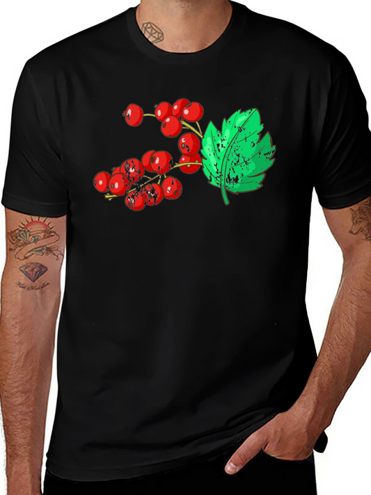 Berries & Leaf Graphic Tee - Casual Comfort