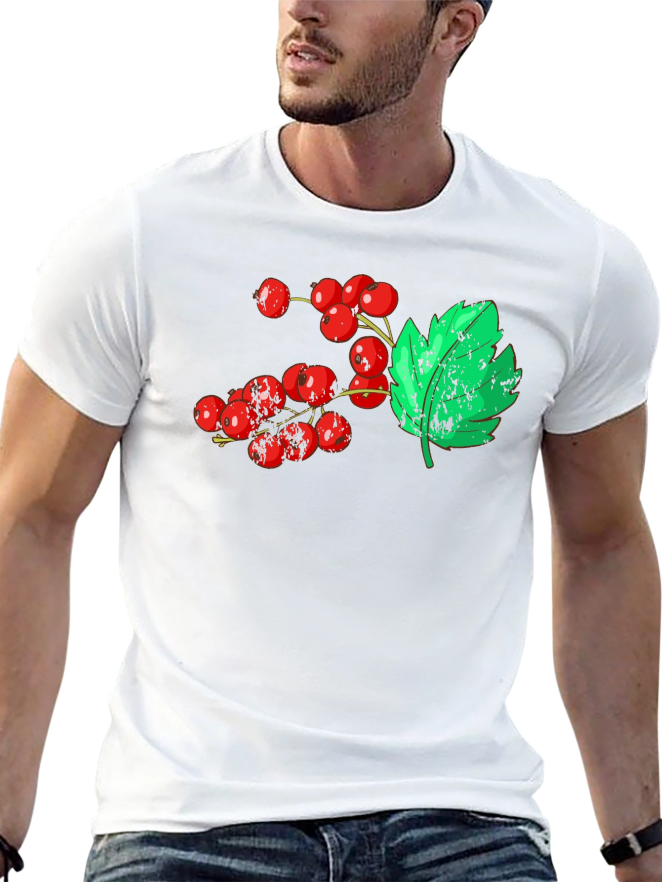 Berries & Leaf Graphic Tee - Casual Comfort