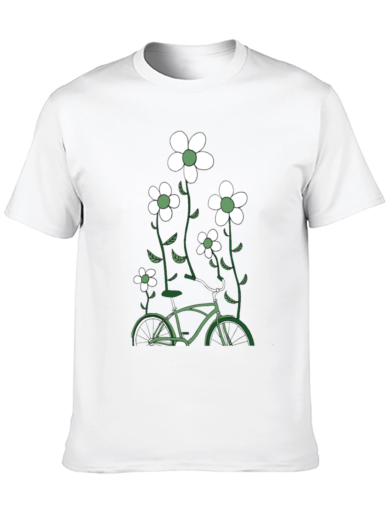 Mens Black Bicycle & Flowers Graphic Tee