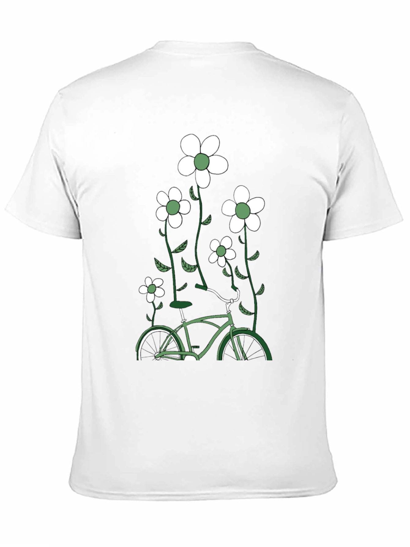 Mens Black Bicycle & Flowers Graphic Tee