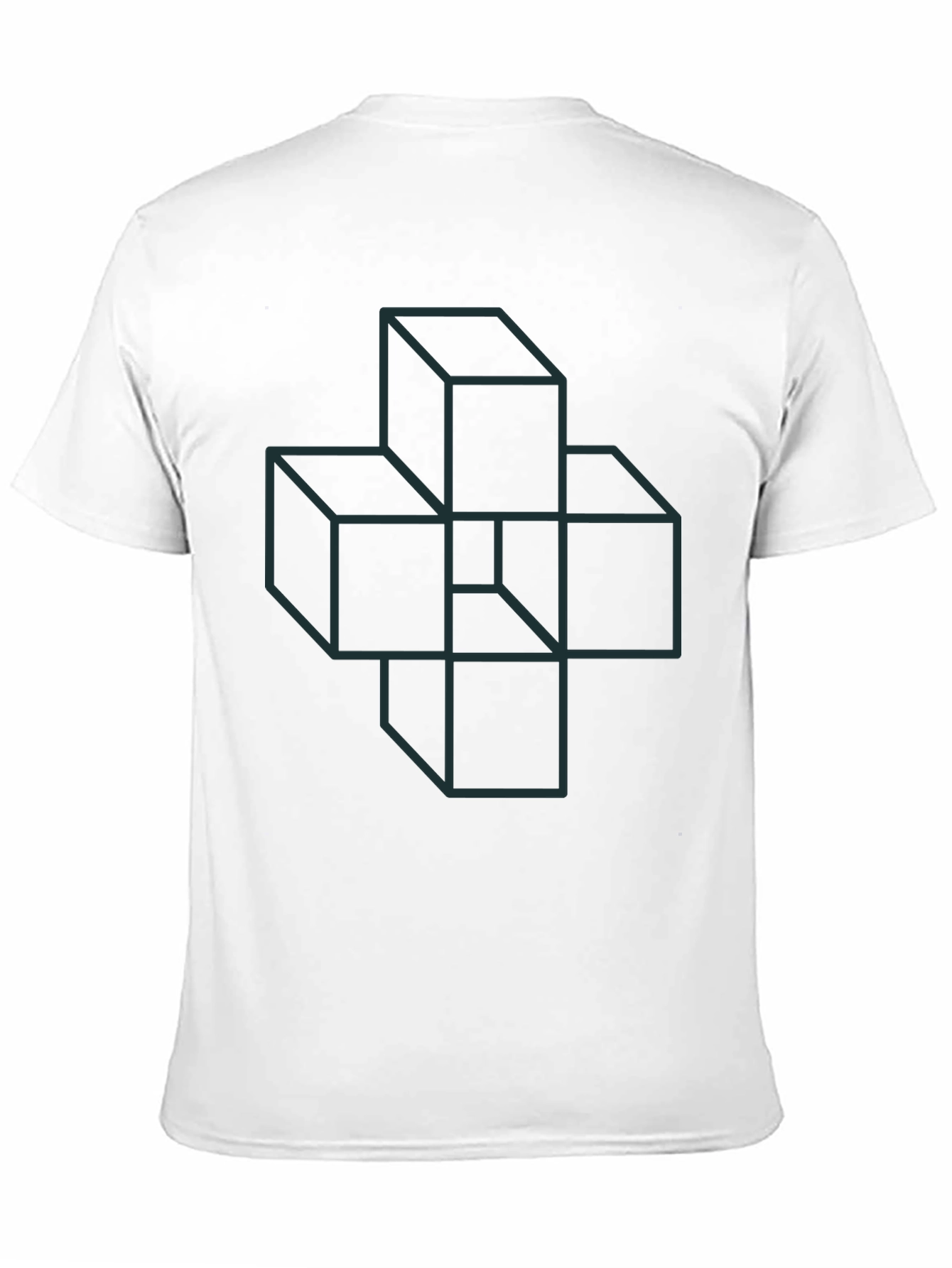 Geometric Cube Illusion Graphic Tee - Black